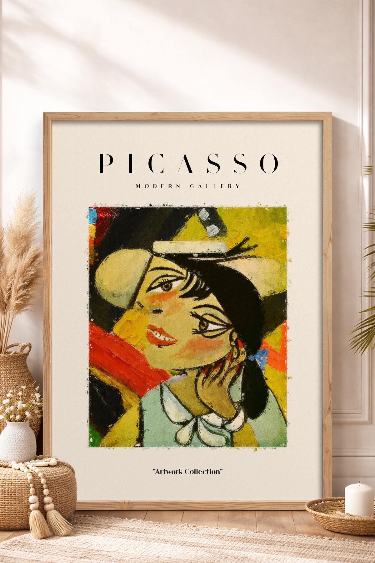 HOMEPACK Ahşap Çerçeveli Tablo Çerçeveli Poster Sanatsal Modern Duvar Dekoru PICASSO-03