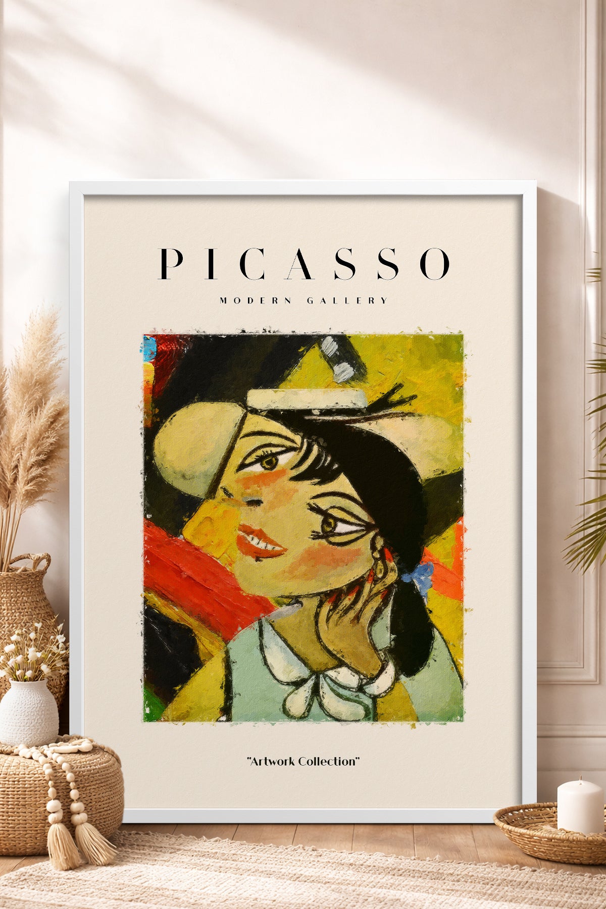 HOMEPACK Ahşap Çerçeveli Tablo Çerçeveli Poster Sanatsal Modern Duvar Dekoru PICASSO-03