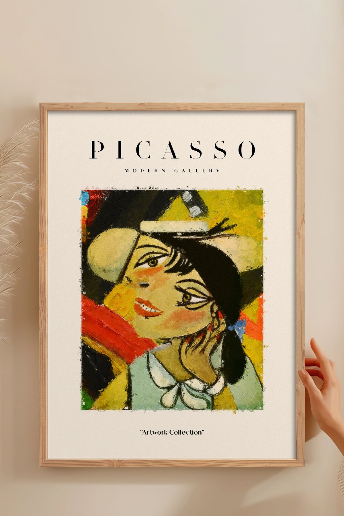 HOMEPACK Ahşap Çerçeveli Tablo Çerçeveli Poster Sanatsal Modern Duvar Dekoru PICASSO-03