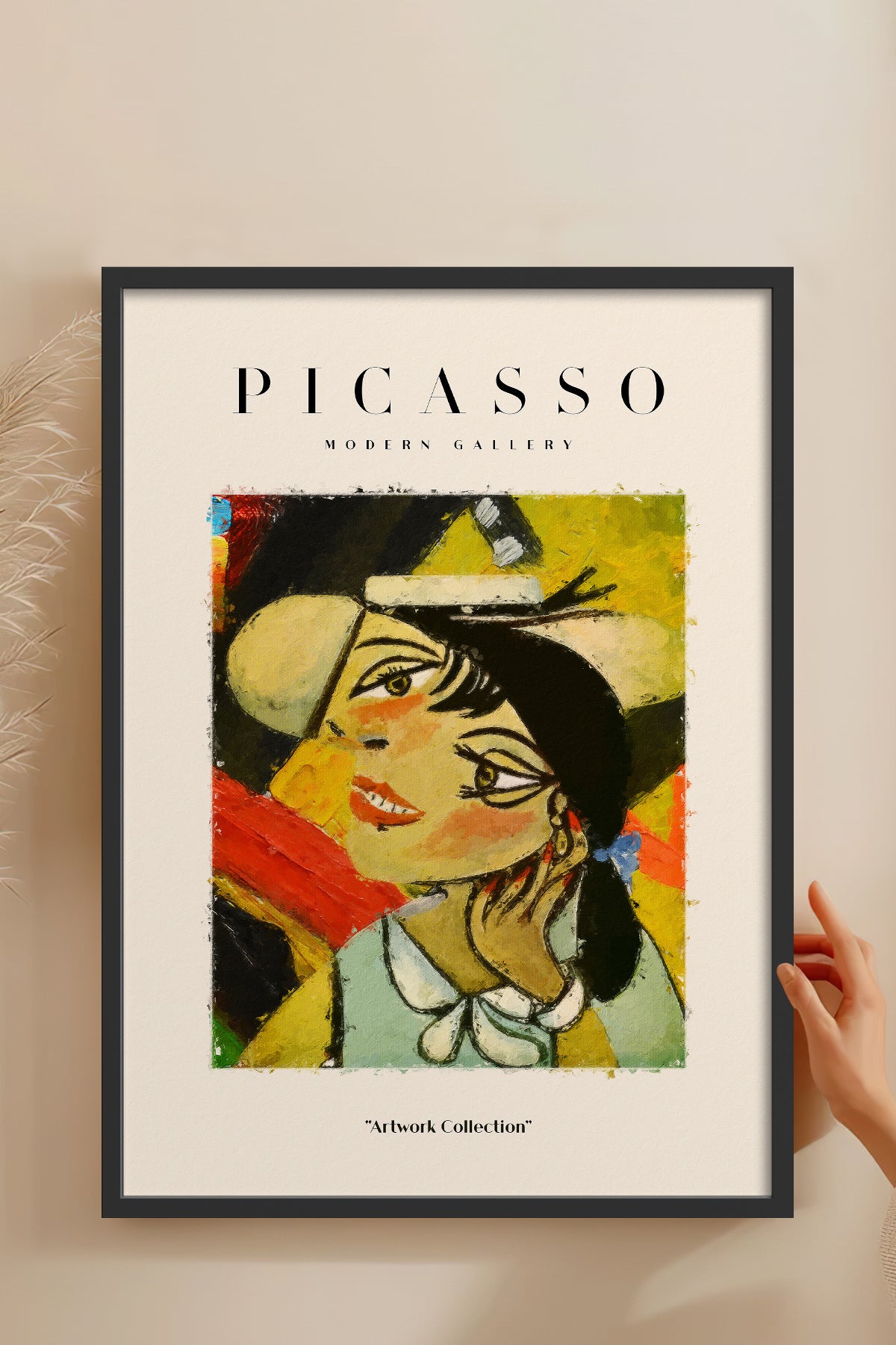 HOMEPACK Ahşap Çerçeveli Tablo Çerçeveli Poster Sanatsal Modern Duvar Dekoru PICASSO-03