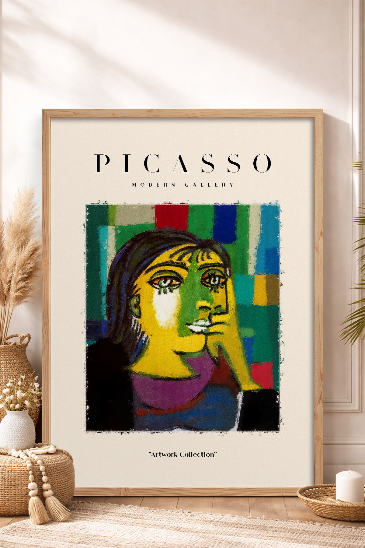 HOMEPACK Ahşap Çerçeveli Tablo Çerçeveli Poster Sanatsal Modern Duvar Dekoru PICASSO-05