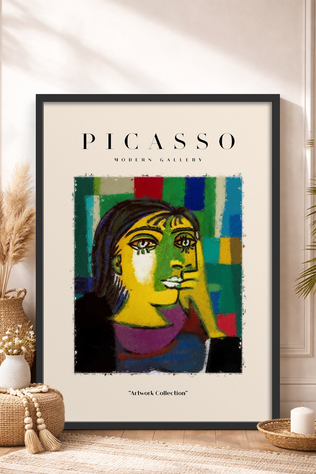 HOMEPACK Ahşap Çerçeveli Tablo Çerçeveli Poster Sanatsal Modern Duvar Dekoru PICASSO-05