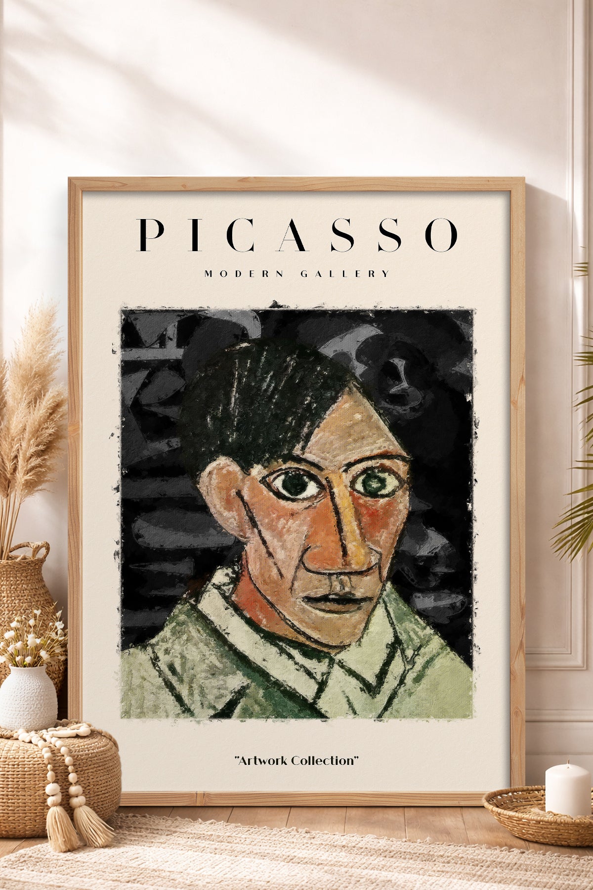 HOMEPACK Ahşap Çerçeveli Tablo Çerçeveli Poster Sanatsal Modern Duvar Dekoru PICASSO-06