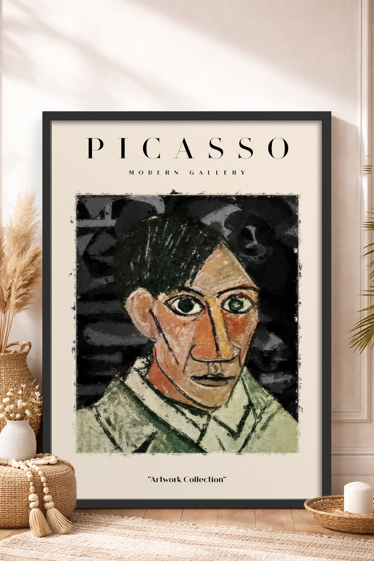 HOMEPACK Ahşap Çerçeveli Tablo Çerçeveli Poster Sanatsal Modern Duvar Dekoru PICASSO-06