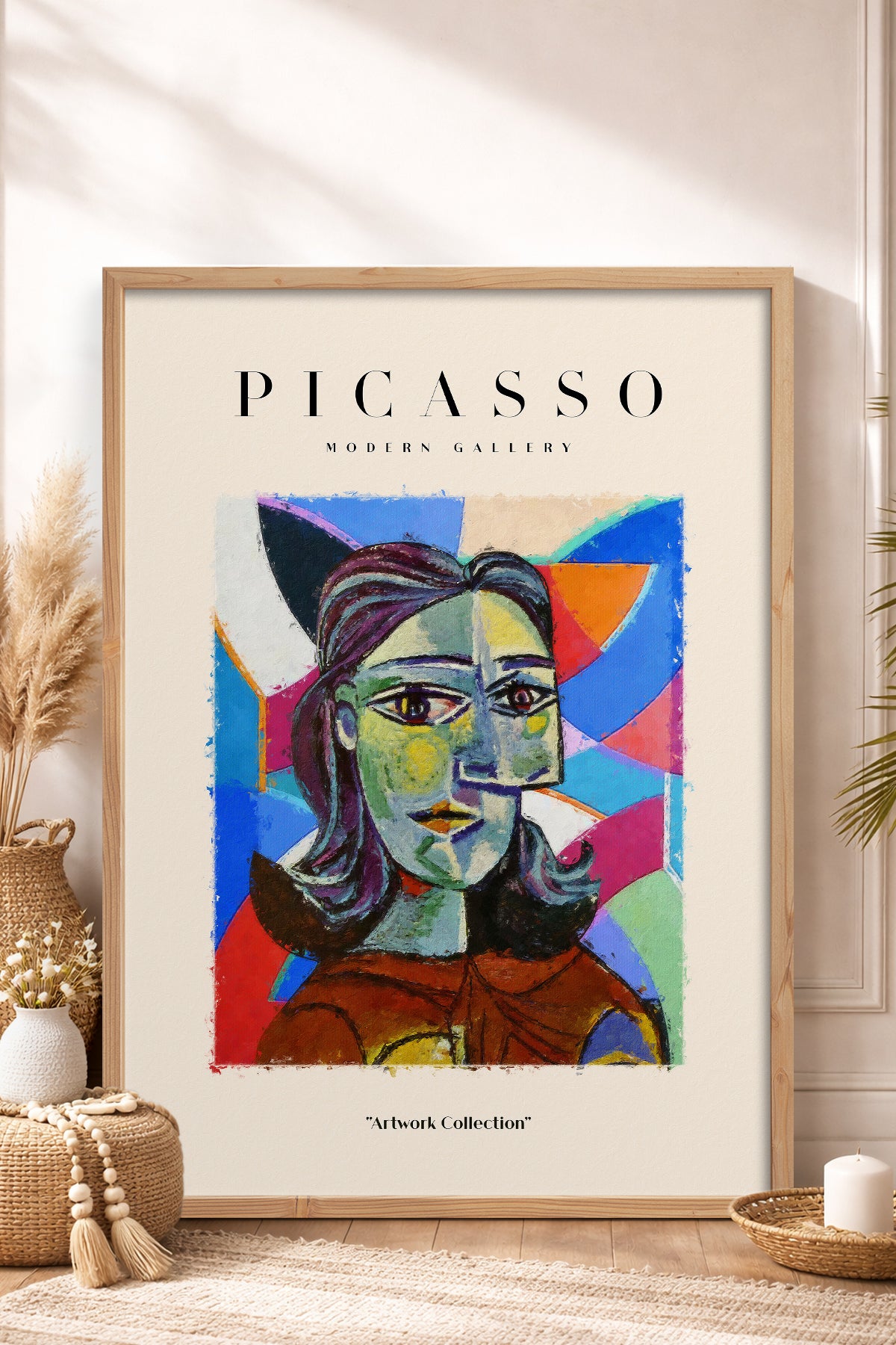 HOMEPACK Ahşap Çerçeveli Tablo Çerçeveli Poster Sanatsal Modern Duvar Dekoru PICASSO-07