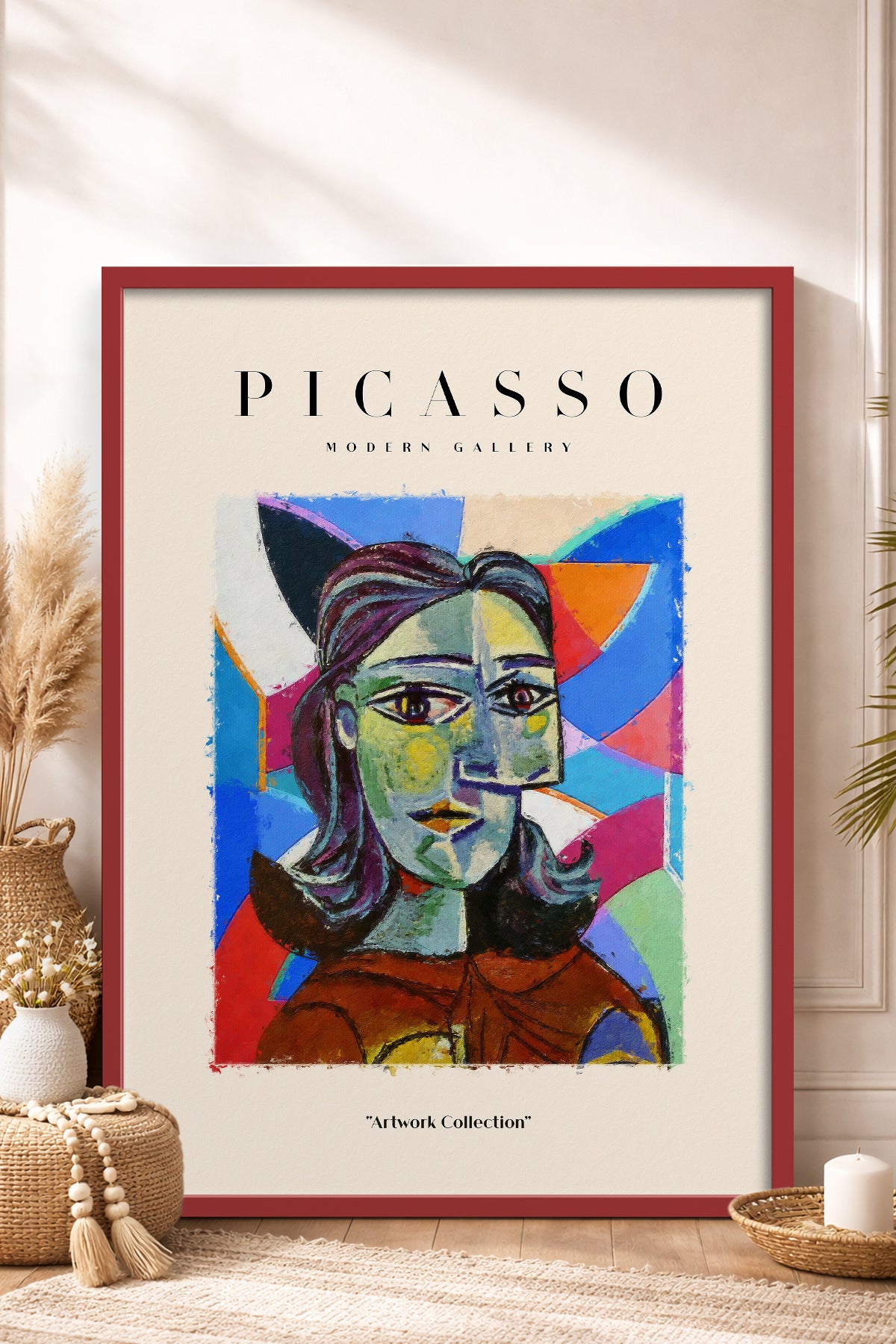 HOMEPACK Ahşap Çerçeveli Tablo Çerçeveli Poster Sanatsal Modern Duvar Dekoru PICASSO-07