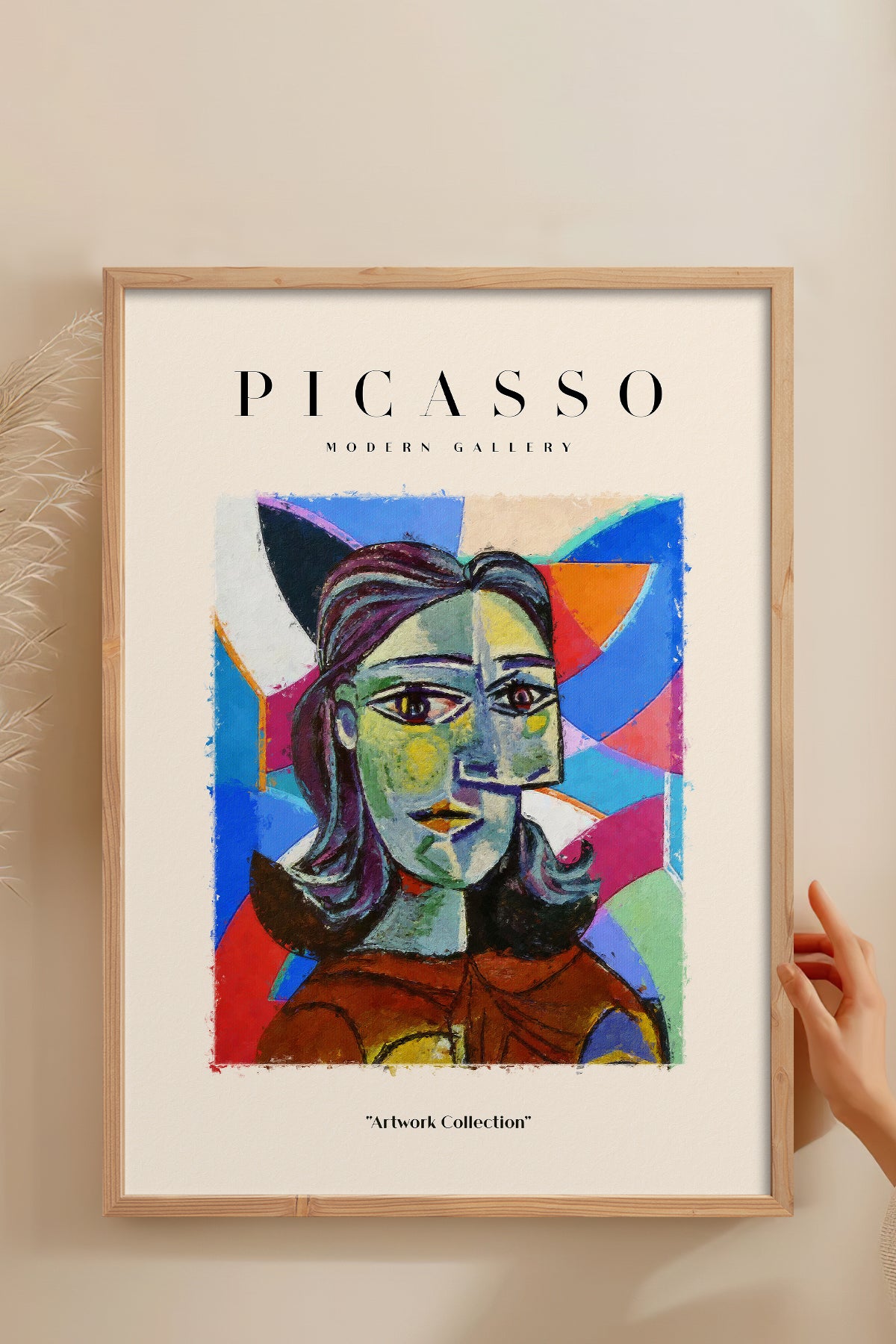 HOMEPACK Ahşap Çerçeveli Tablo Çerçeveli Poster Sanatsal Modern Duvar Dekoru PICASSO-07
