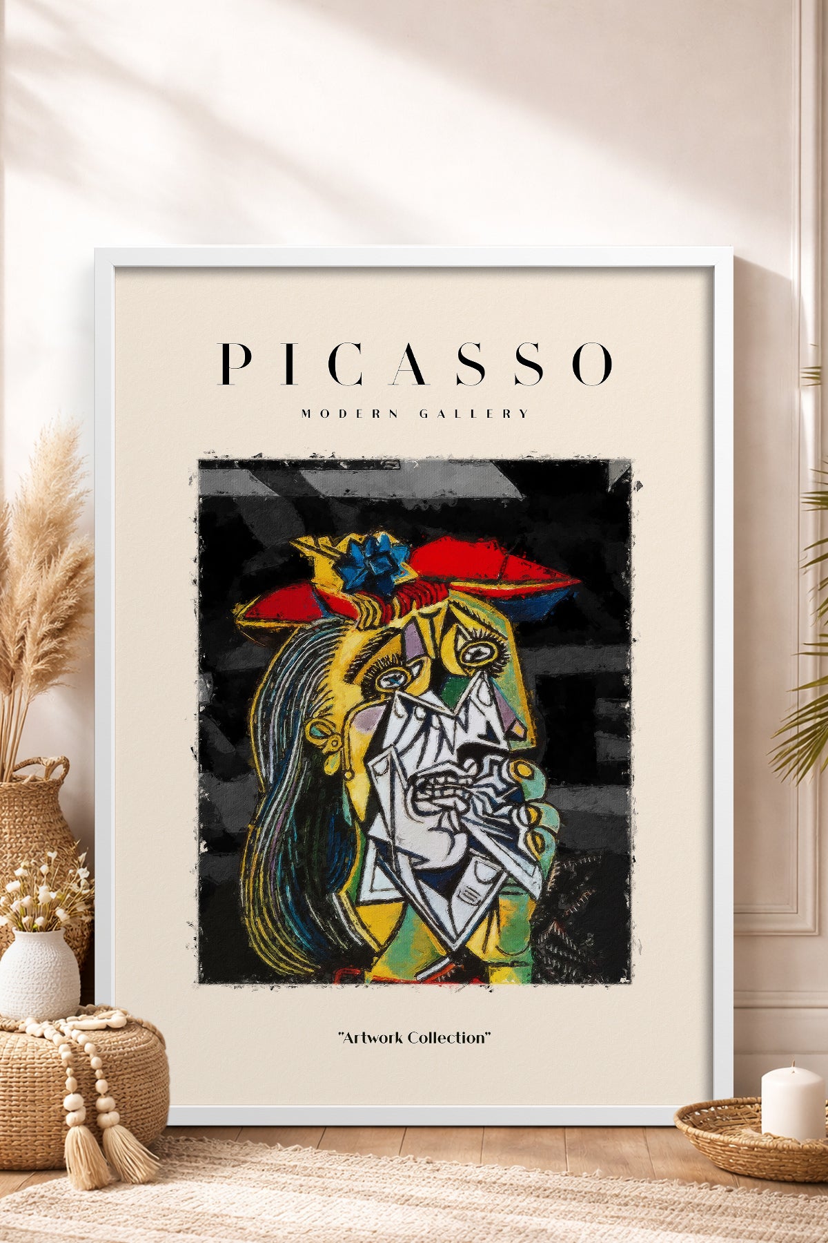 HOMEPACK Ahşap Çerçeveli Tablo Çerçeveli Poster Sanatsal Modern Duvar Dekoru PICASSO-08
