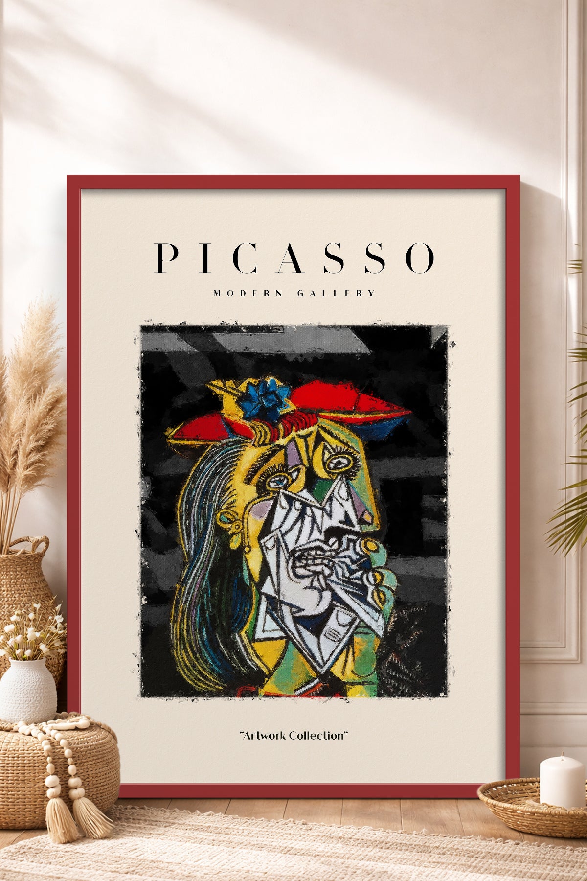 HOMEPACK Ahşap Çerçeveli Tablo Çerçeveli Poster Sanatsal Modern Duvar Dekoru PICASSO-08