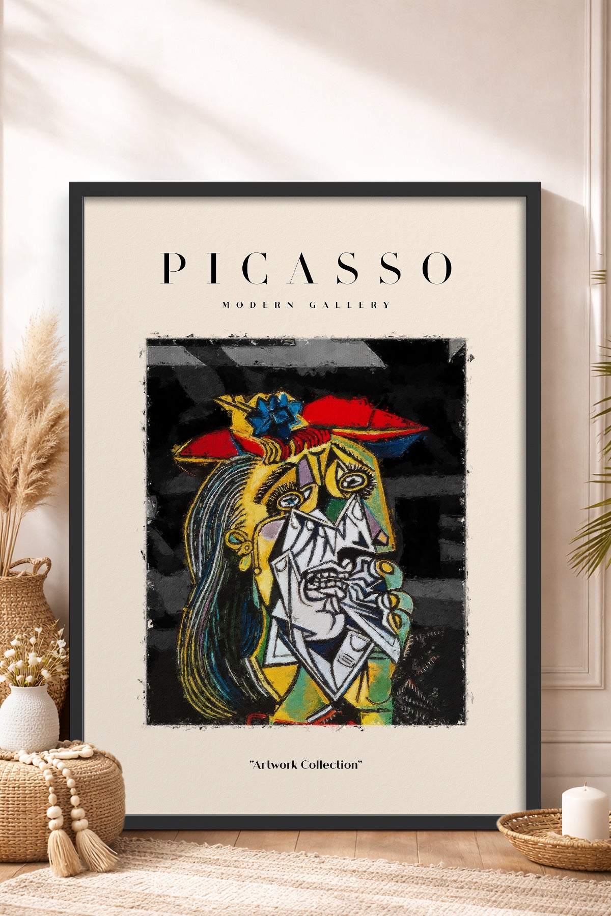HOMEPACK Ahşap Çerçeveli Tablo Çerçeveli Poster Sanatsal Modern Duvar Dekoru PICASSO-08
