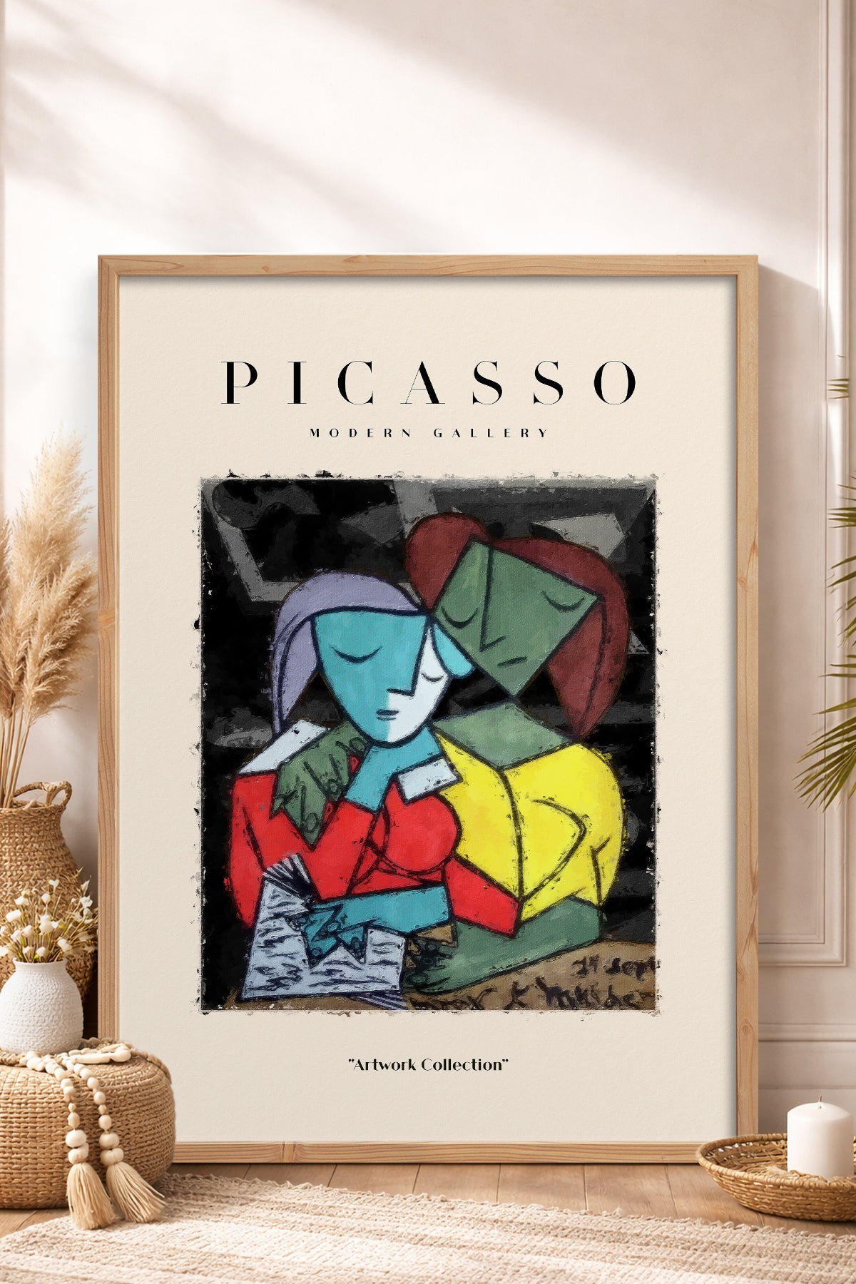 HOMEPACK Ahşap Çerçeveli Tablo Çerçeveli Poster Sanatsal Modern Duvar Dekoru PICASSO-11