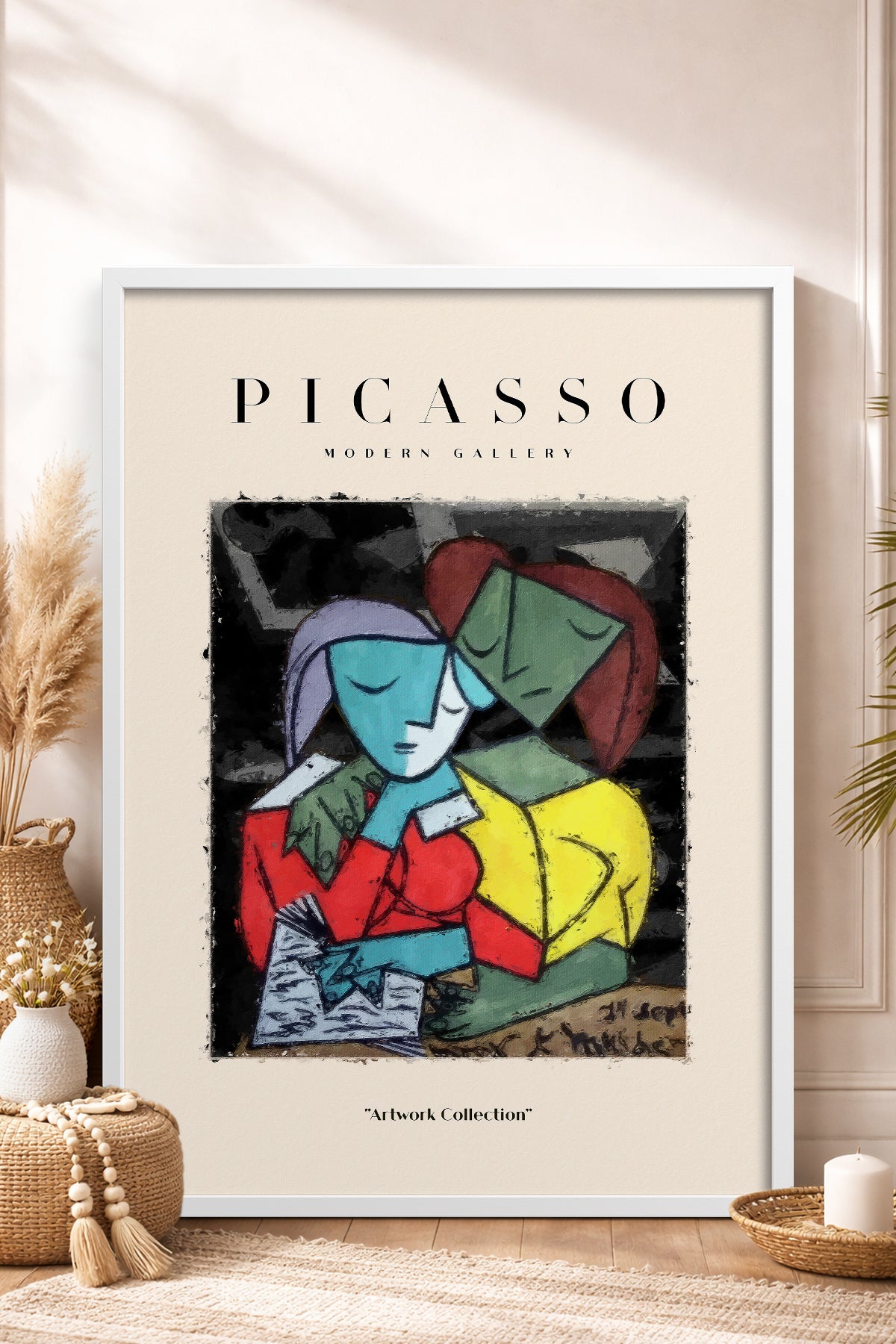 HOMEPACK Ahşap Çerçeveli Tablo Çerçeveli Poster Sanatsal Modern Duvar Dekoru PICASSO-11