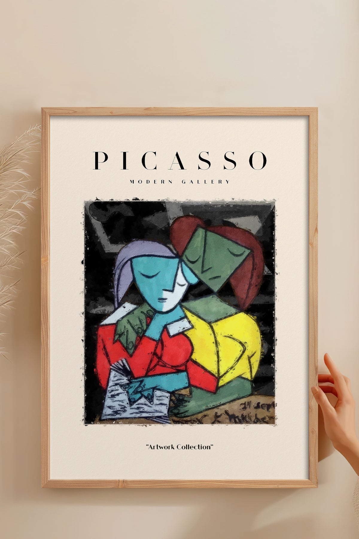 HOMEPACK Ahşap Çerçeveli Tablo Çerçeveli Poster Sanatsal Modern Duvar Dekoru PICASSO-11