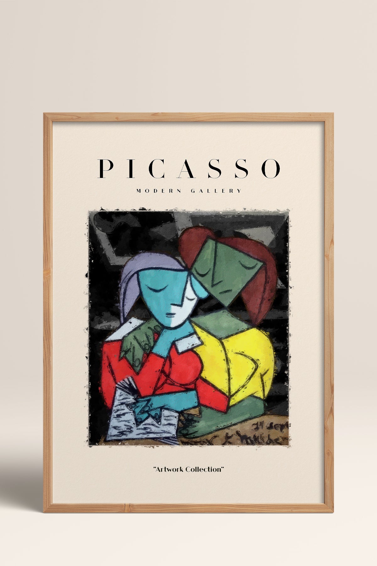 HOMEPACK Ahşap Çerçeveli Tablo Çerçeveli Poster Sanatsal Modern Duvar Dekoru PICASSO-11