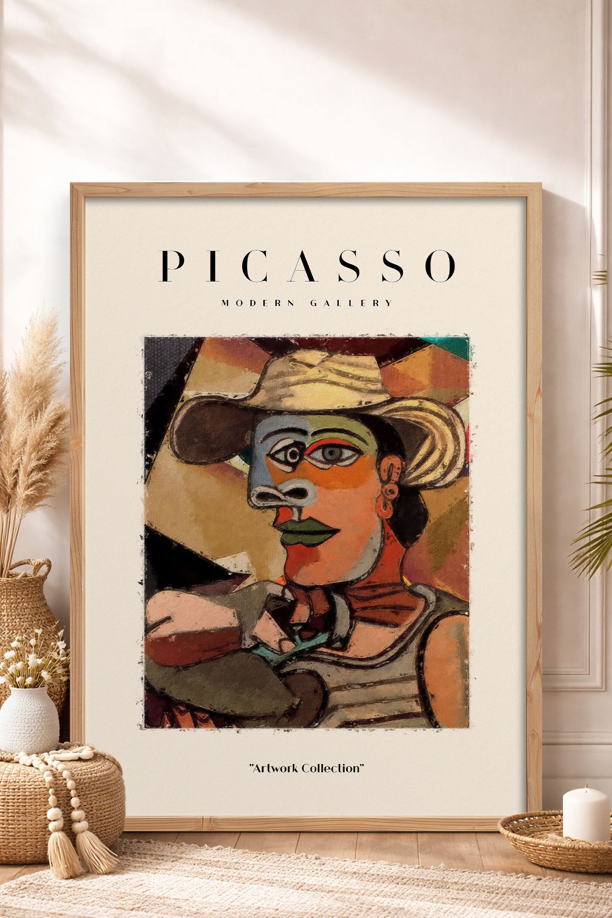 HOMEPACK Ahşap Çerçeveli Tablo Çerçeveli Poster Sanatsal Modern Duvar Dekoru PICASSO-14