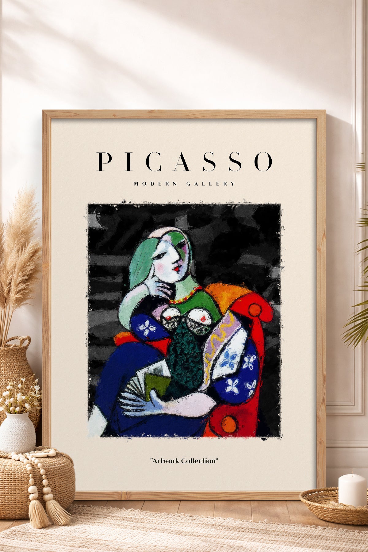 HOMEPACK Ahşap Çerçeveli Tablo Çerçeveli Poster Sanatsal Modern Duvar Dekoru PICASSO-16