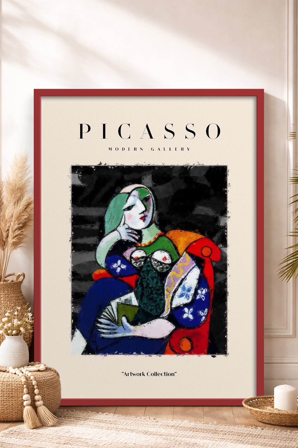 HOMEPACK Ahşap Çerçeveli Tablo Çerçeveli Poster Sanatsal Modern Duvar Dekoru PICASSO-16