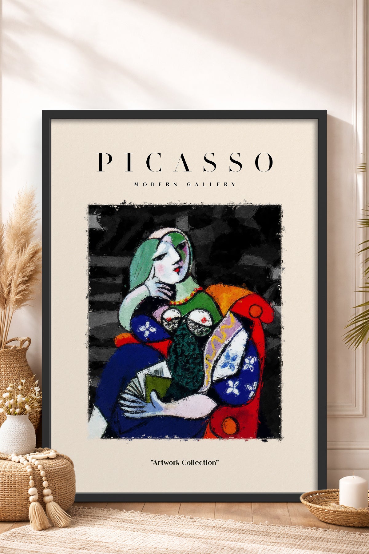HOMEPACK Ahşap Çerçeveli Tablo Çerçeveli Poster Sanatsal Modern Duvar Dekoru PICASSO-16