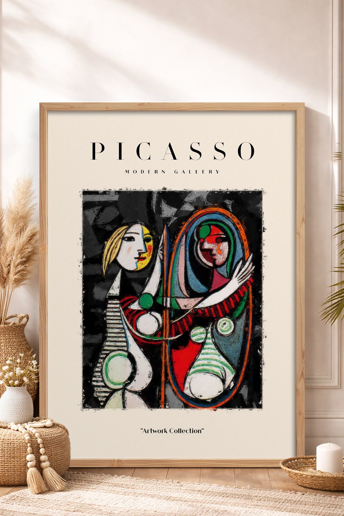 HOMEPACK Ahşap Çerçeveli Tablo Çerçeveli Poster Sanatsal Modern Duvar Dekoru PICASSO-20