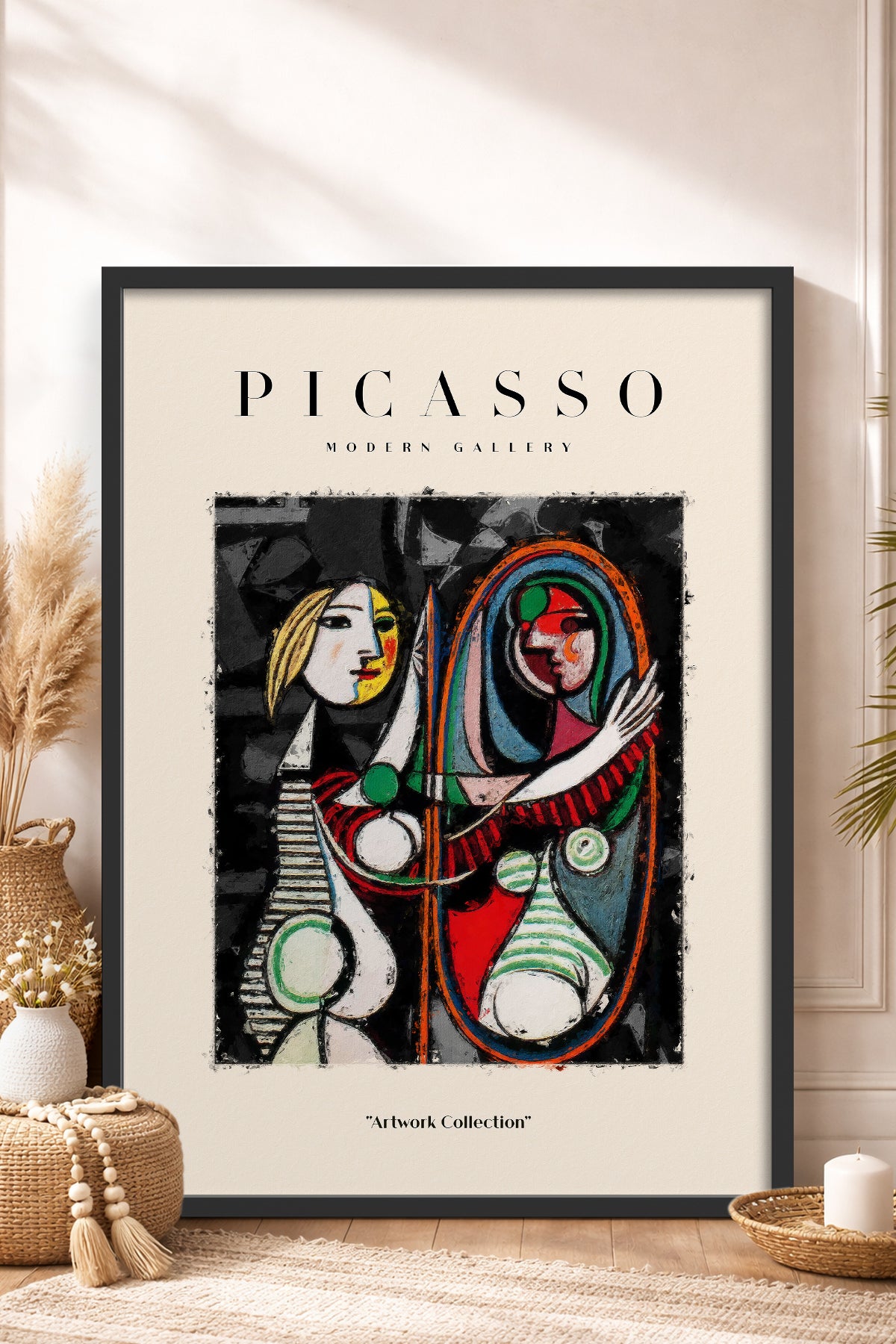 HOMEPACK Ahşap Çerçeveli Tablo Çerçeveli Poster Sanatsal Modern Duvar Dekoru PICASSO-20