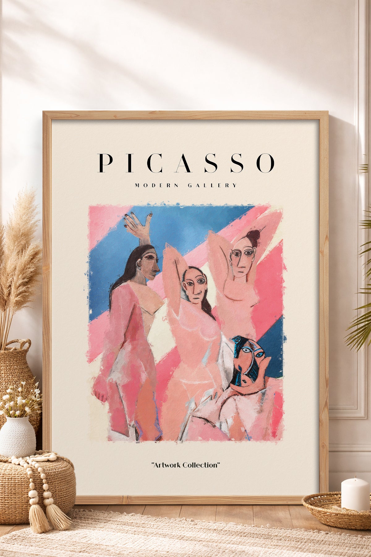 HOMEPACK Ahşap Çerçeveli Tablo Çerçeveli Poster Sanatsal Modern Duvar Dekoru PICASSO-22