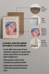 HOMEPACK Ahşap Çerçeveli Tablo Çerçeveli Poster Sanatsal Modern Duvar Dekoru PICASSO-22