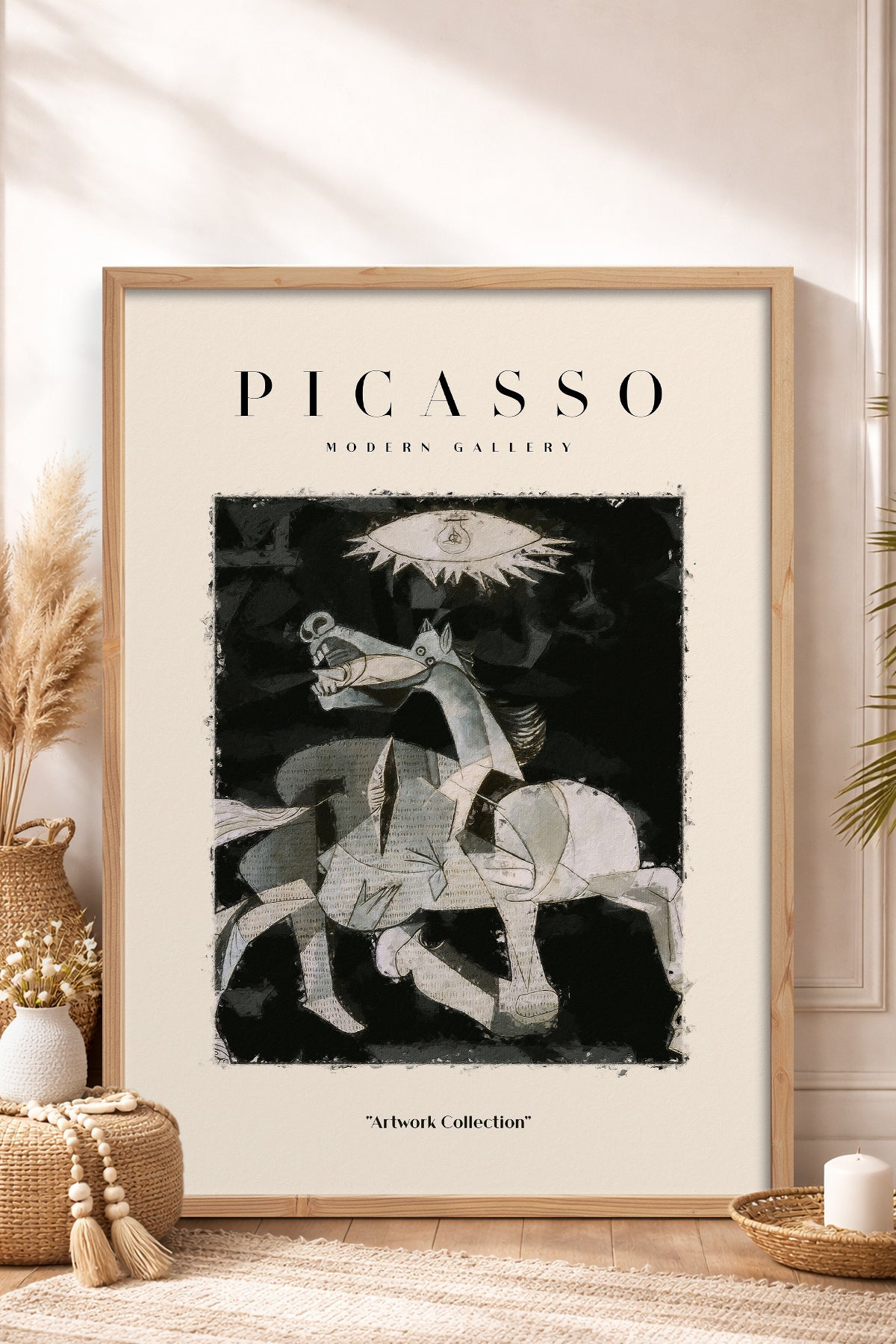 HOMEPACK Ahşap Çerçeveli Tablo Çerçeveli Poster Sanatsal Modern Duvar Dekoru PICASSO-24