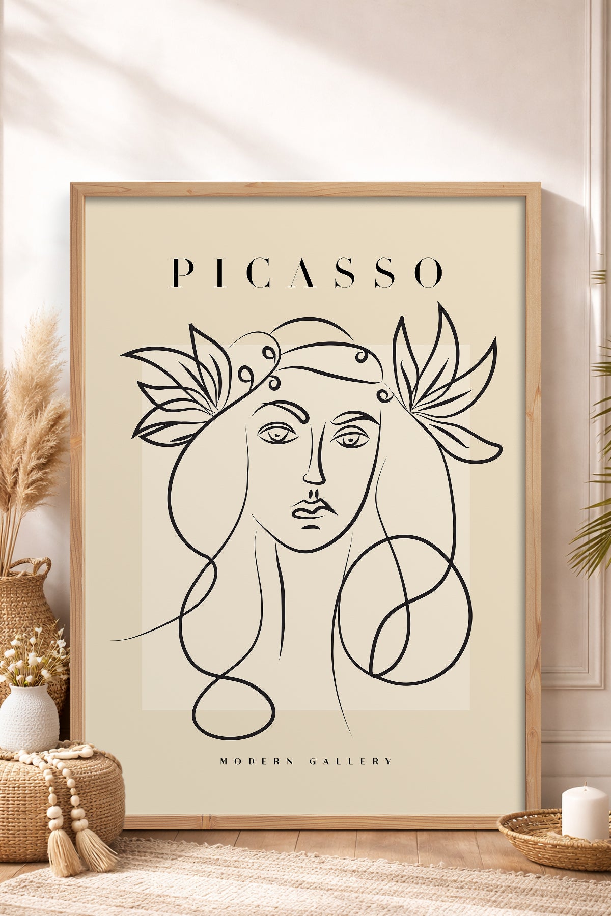 HOMEPACK Ahşap Çerçeveli Tablo Çerçeveli Poster Sanatsal Modern Duvar Dekoru PICASSO-27