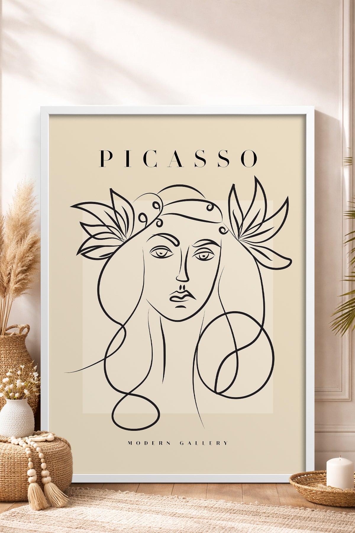 HOMEPACK Ahşap Çerçeveli Tablo Çerçeveli Poster Sanatsal Modern Duvar Dekoru PICASSO-27