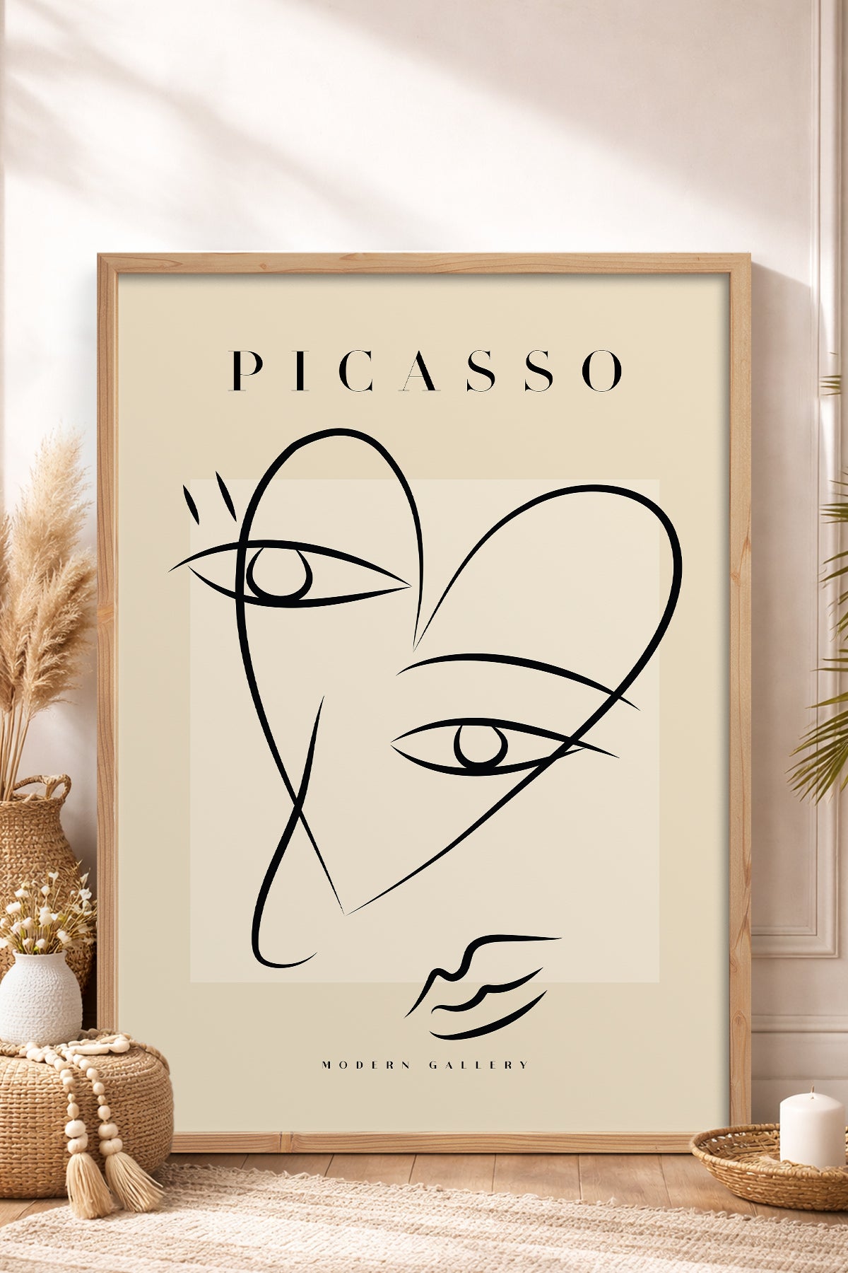 HOMEPACK Ahşap Çerçeveli Tablo Çerçeveli Poster Sanatsal Modern Duvar Dekoru PICASSO-28