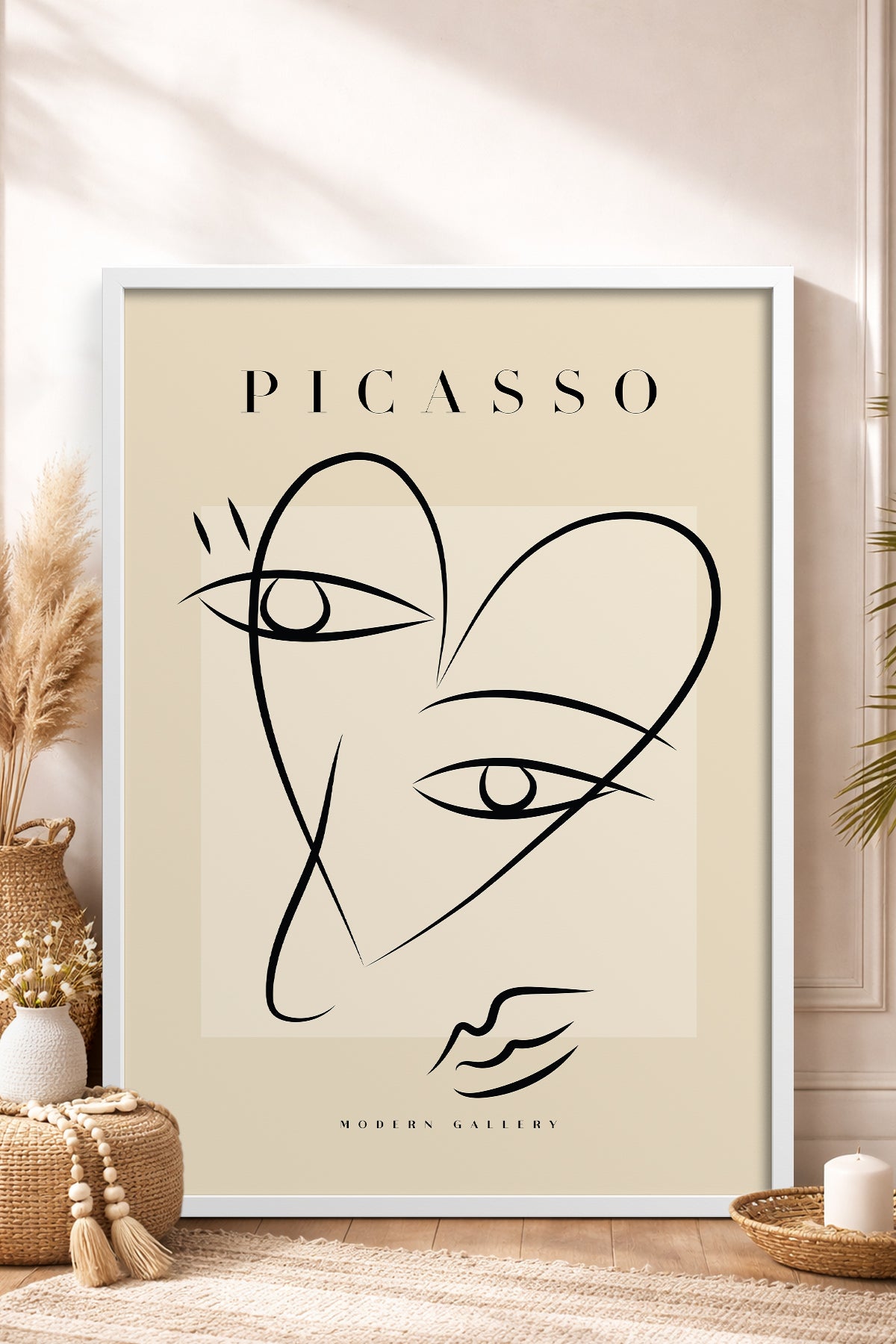 HOMEPACK Ahşap Çerçeveli Tablo Çerçeveli Poster Sanatsal Modern Duvar Dekoru PICASSO-28