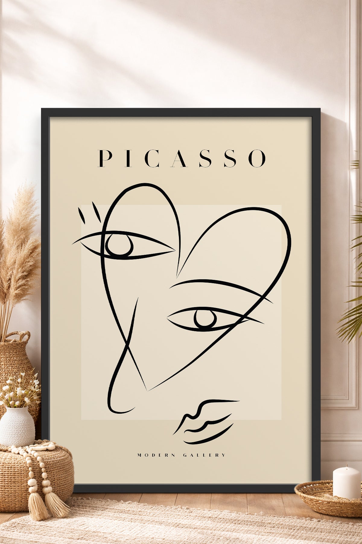 HOMEPACK Ahşap Çerçeveli Tablo Çerçeveli Poster Sanatsal Modern Duvar Dekoru PICASSO-28