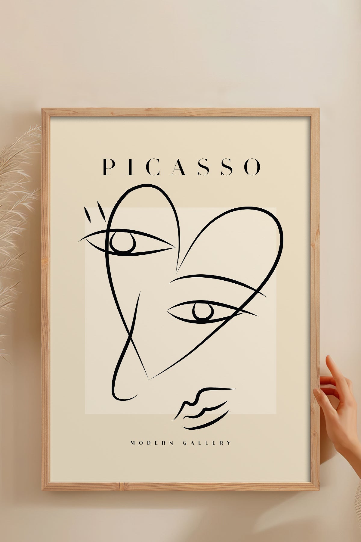 HOMEPACK Ahşap Çerçeveli Tablo Çerçeveli Poster Sanatsal Modern Duvar Dekoru PICASSO-28