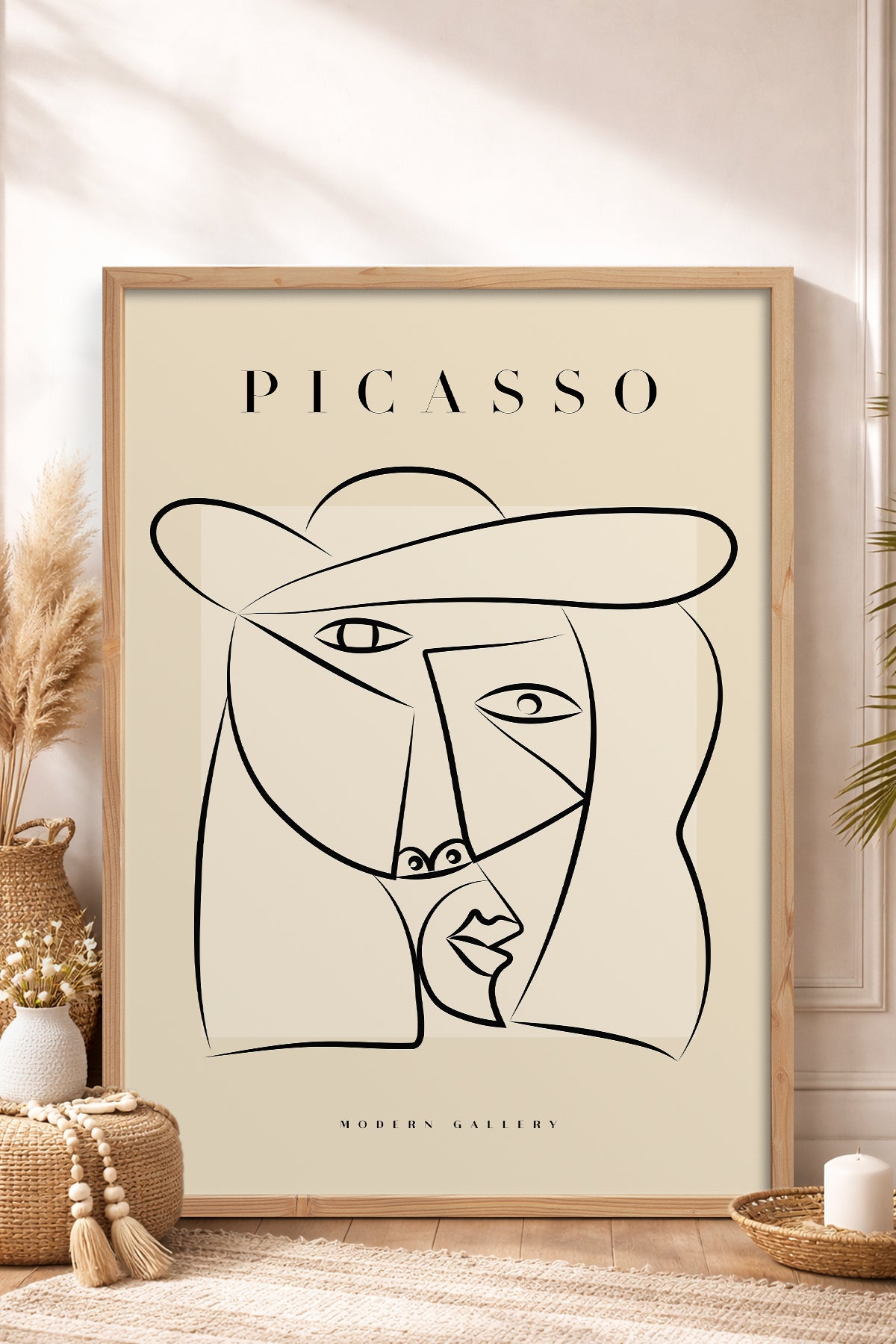 HOMEPACK Ahşap Çerçeveli Tablo Çerçeveli Poster Sanatsal Modern Duvar Dekoru PICASSO-32