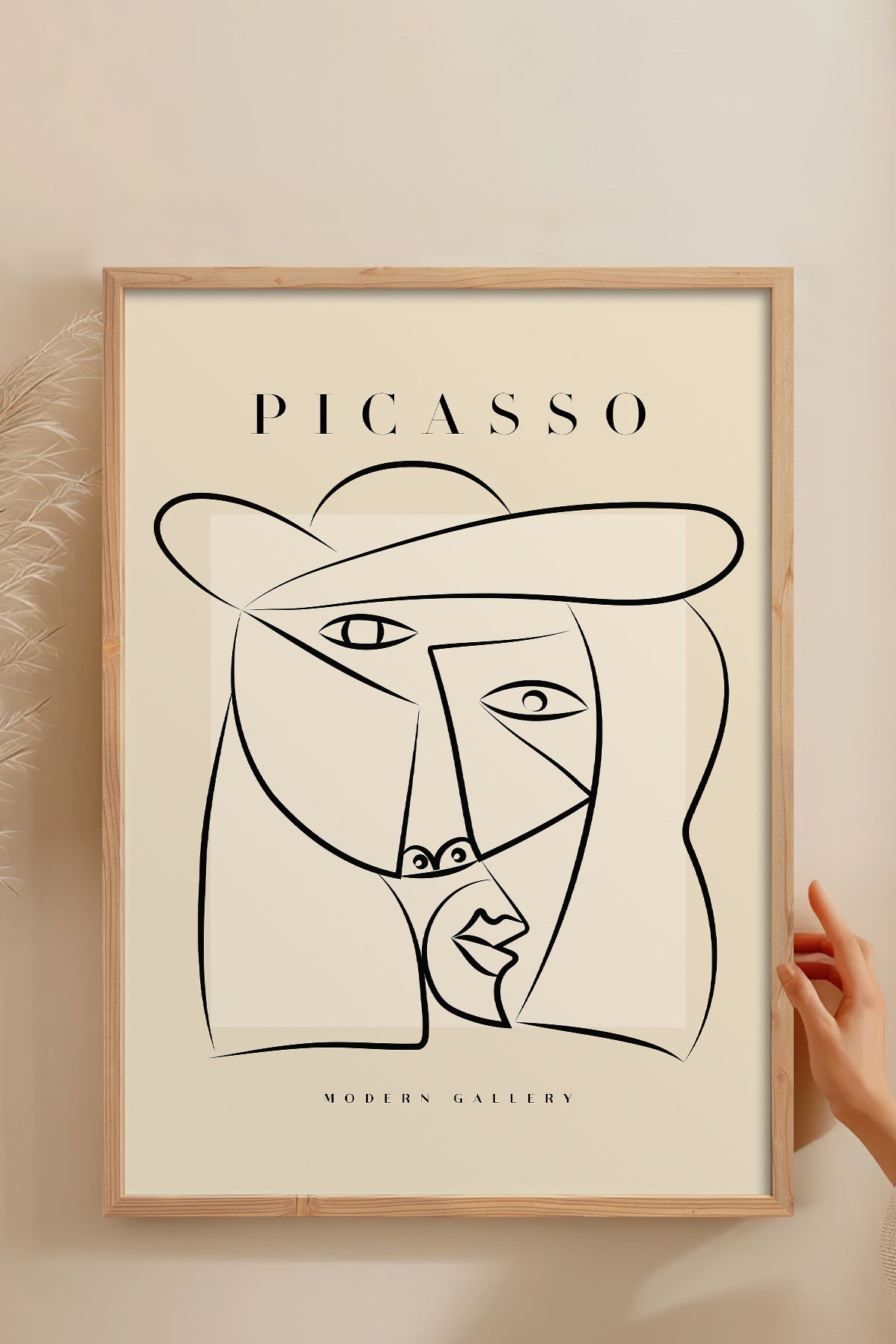 HOMEPACK Ahşap Çerçeveli Tablo Çerçeveli Poster Sanatsal Modern Duvar Dekoru PICASSO-32