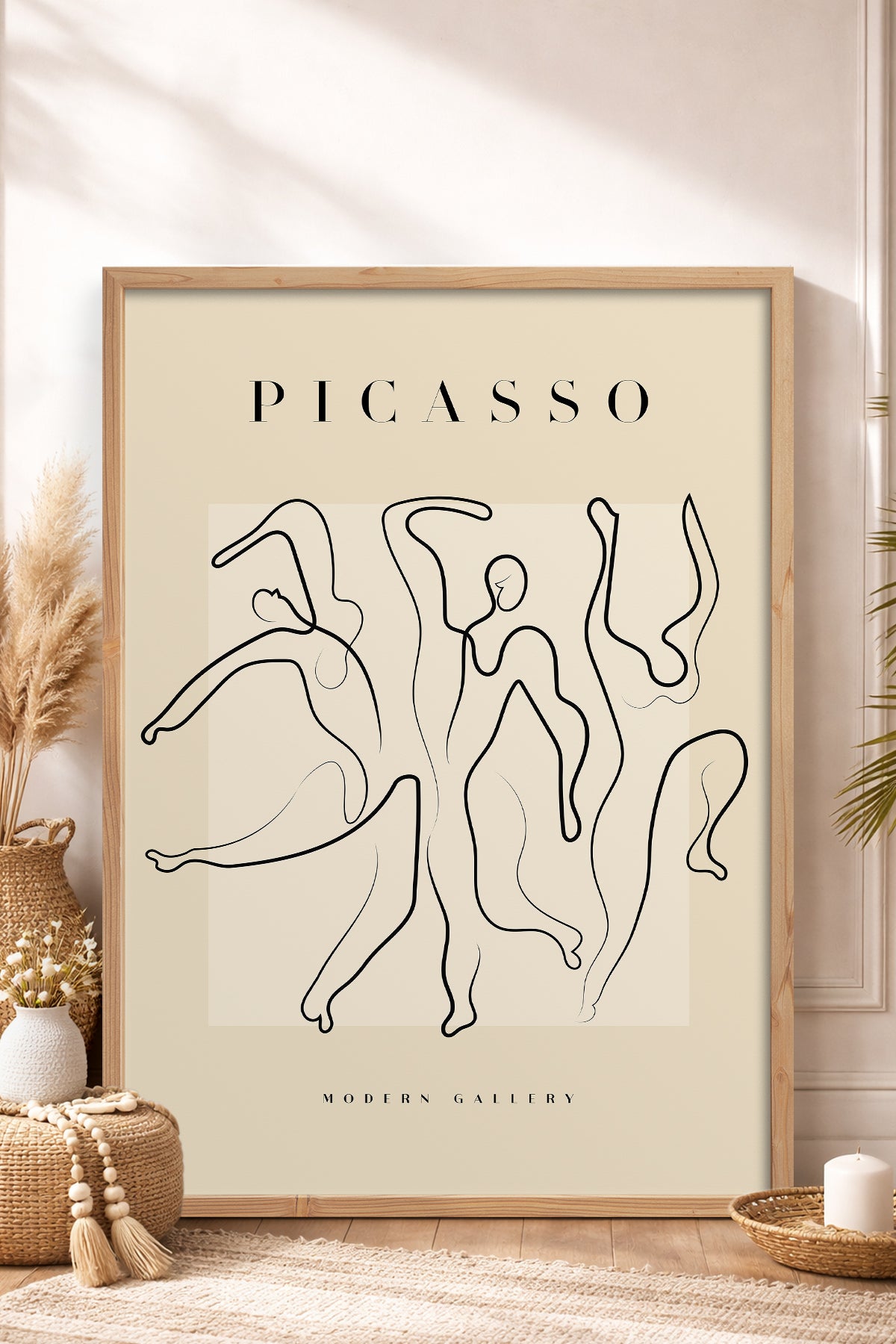 HOMEPACK Ahşap Çerçeveli Tablo Çerçeveli Poster Sanatsal Modern Duvar Dekoru PICASSO-33