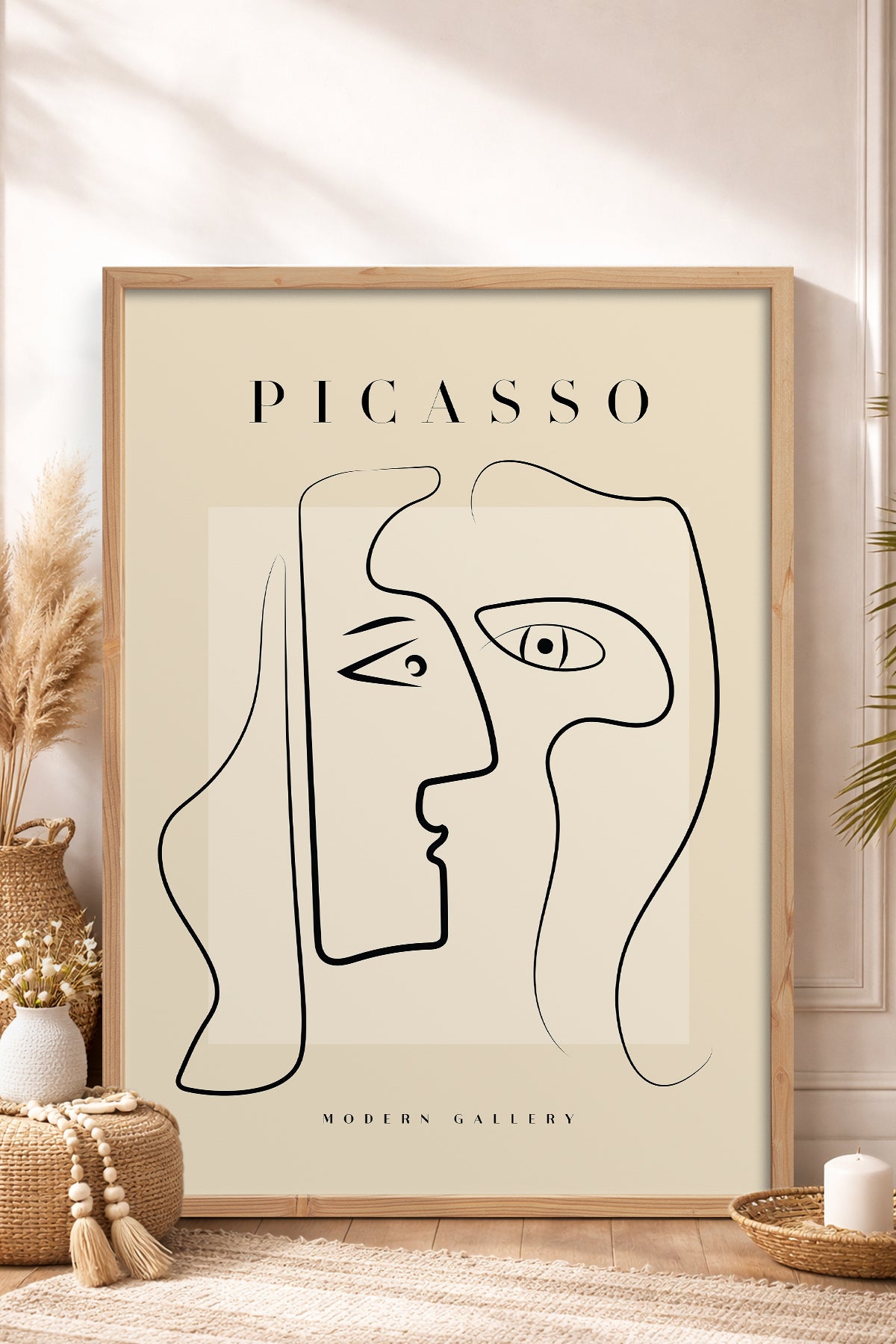 HOMEPACK Ahşap Çerçeveli Tablo Çerçeveli Poster Sanatsal Modern Duvar Dekoru PICASSO-34