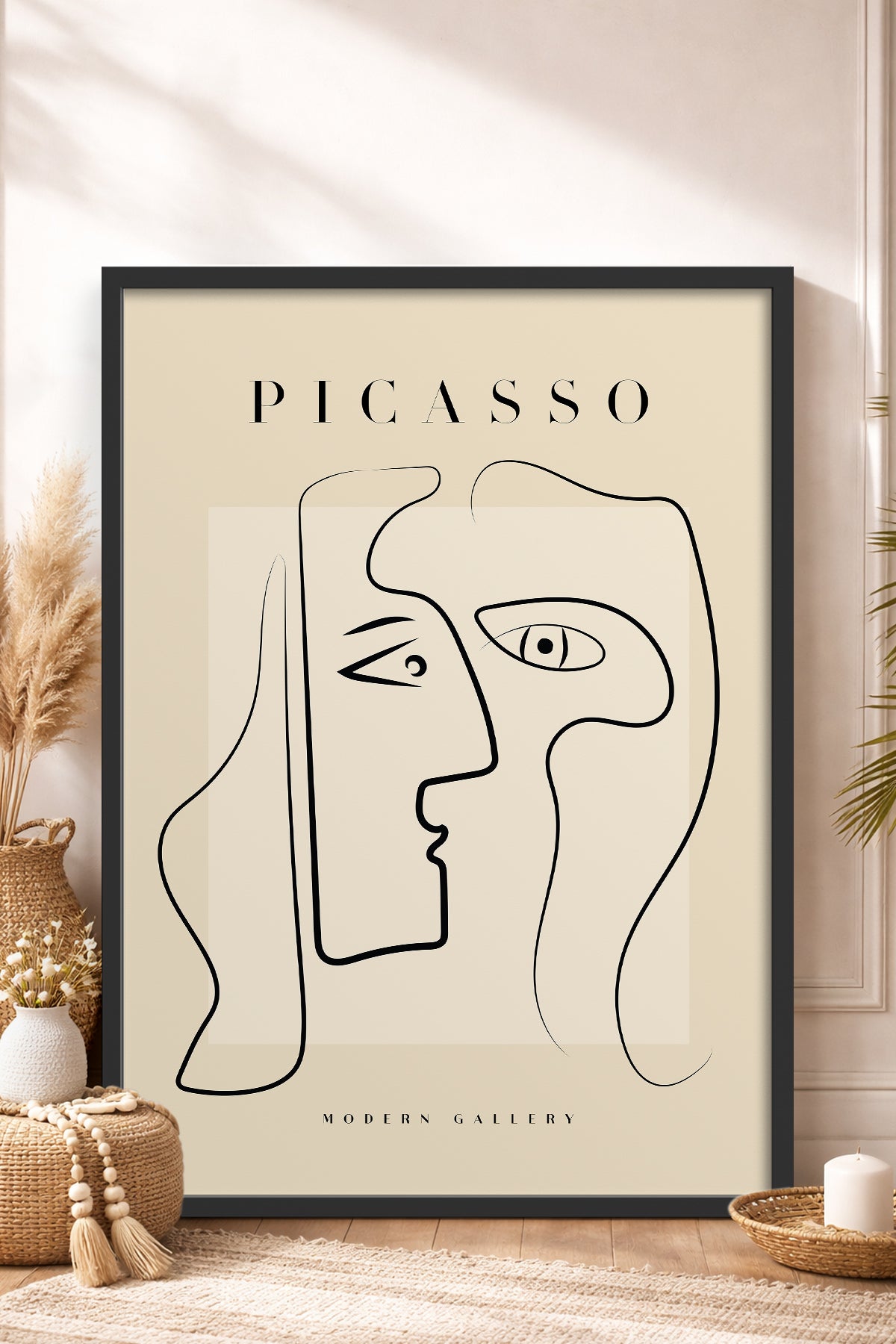 HOMEPACK Ahşap Çerçeveli Tablo Çerçeveli Poster Sanatsal Modern Duvar Dekoru PICASSO-34