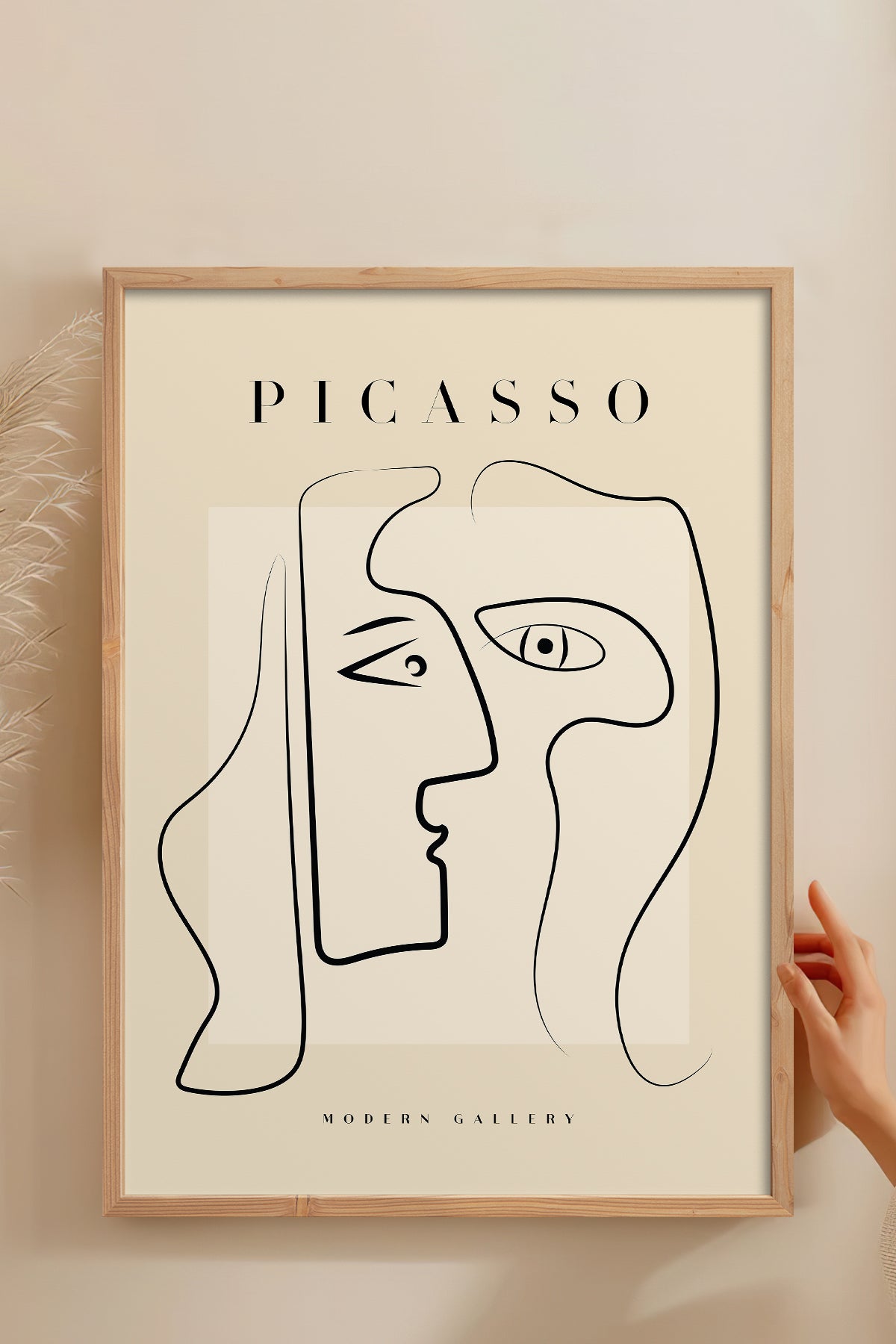 HOMEPACK Ahşap Çerçeveli Tablo Çerçeveli Poster Sanatsal Modern Duvar Dekoru PICASSO-34