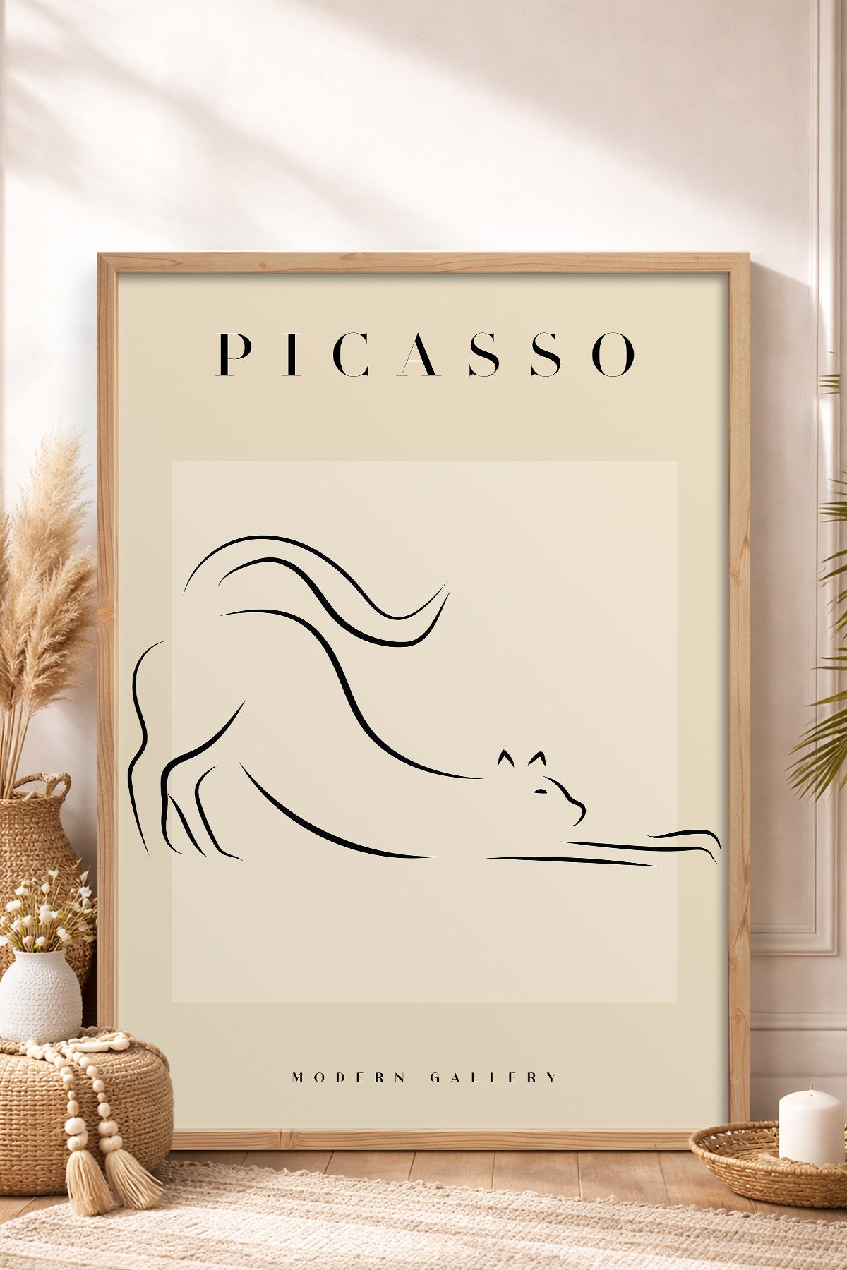 HOMEPACK Ahşap Çerçeveli Tablo Çerçeveli Poster Sanatsal Modern Duvar Dekoru PICASSO-35