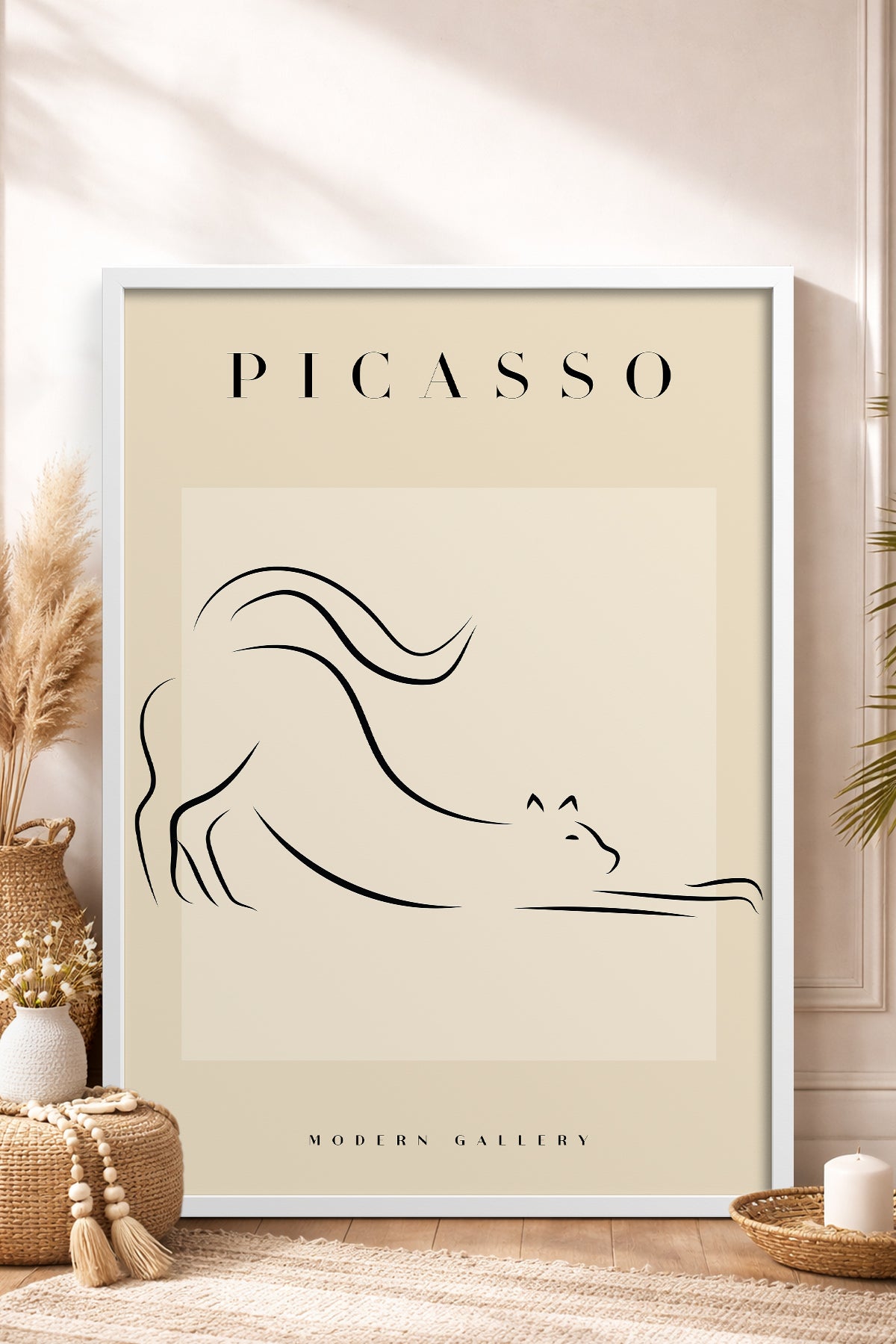 HOMEPACK Ahşap Çerçeveli Tablo Çerçeveli Poster Sanatsal Modern Duvar Dekoru PICASSO-35