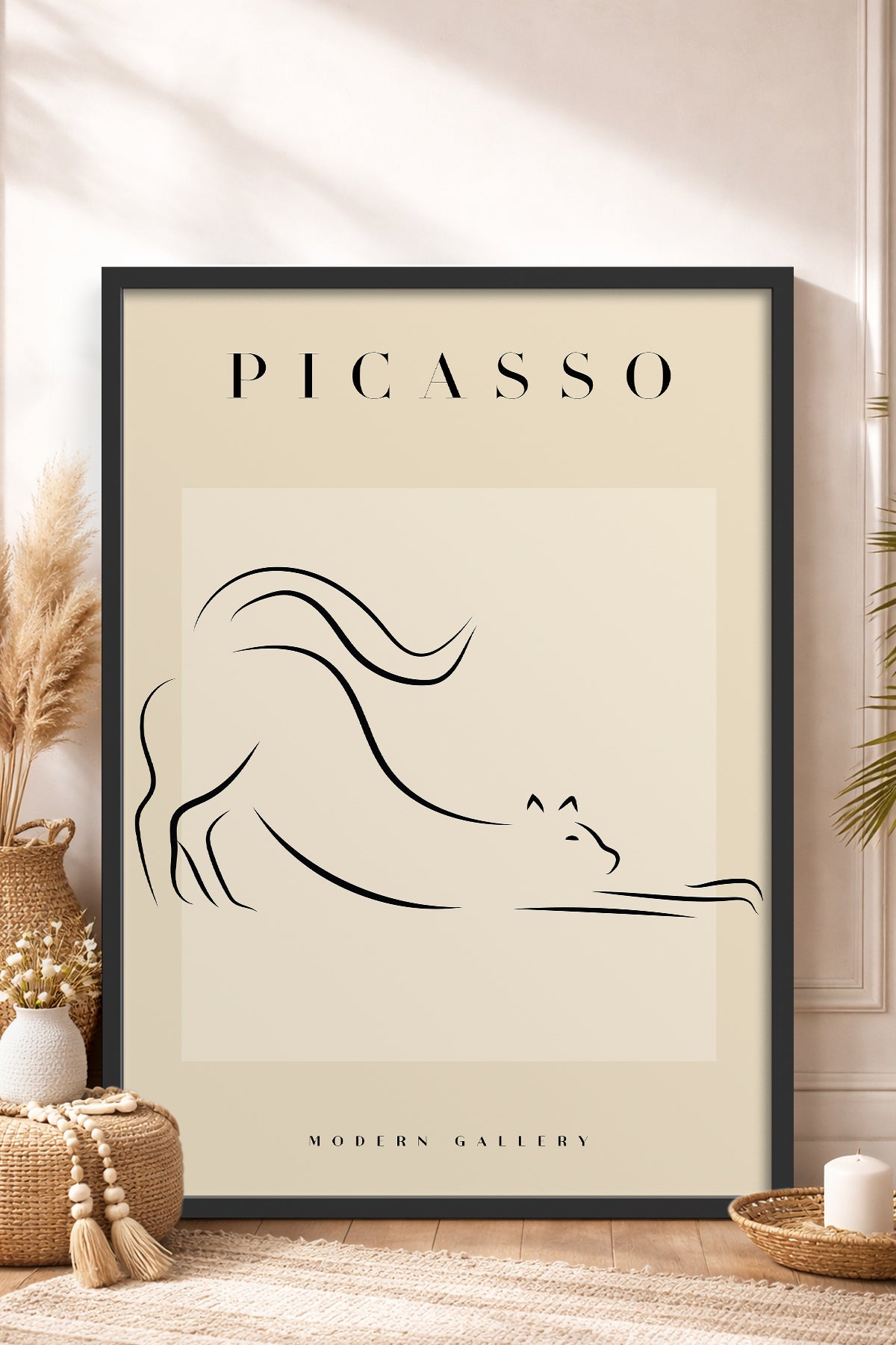 HOMEPACK Ahşap Çerçeveli Tablo Çerçeveli Poster Sanatsal Modern Duvar Dekoru PICASSO-35