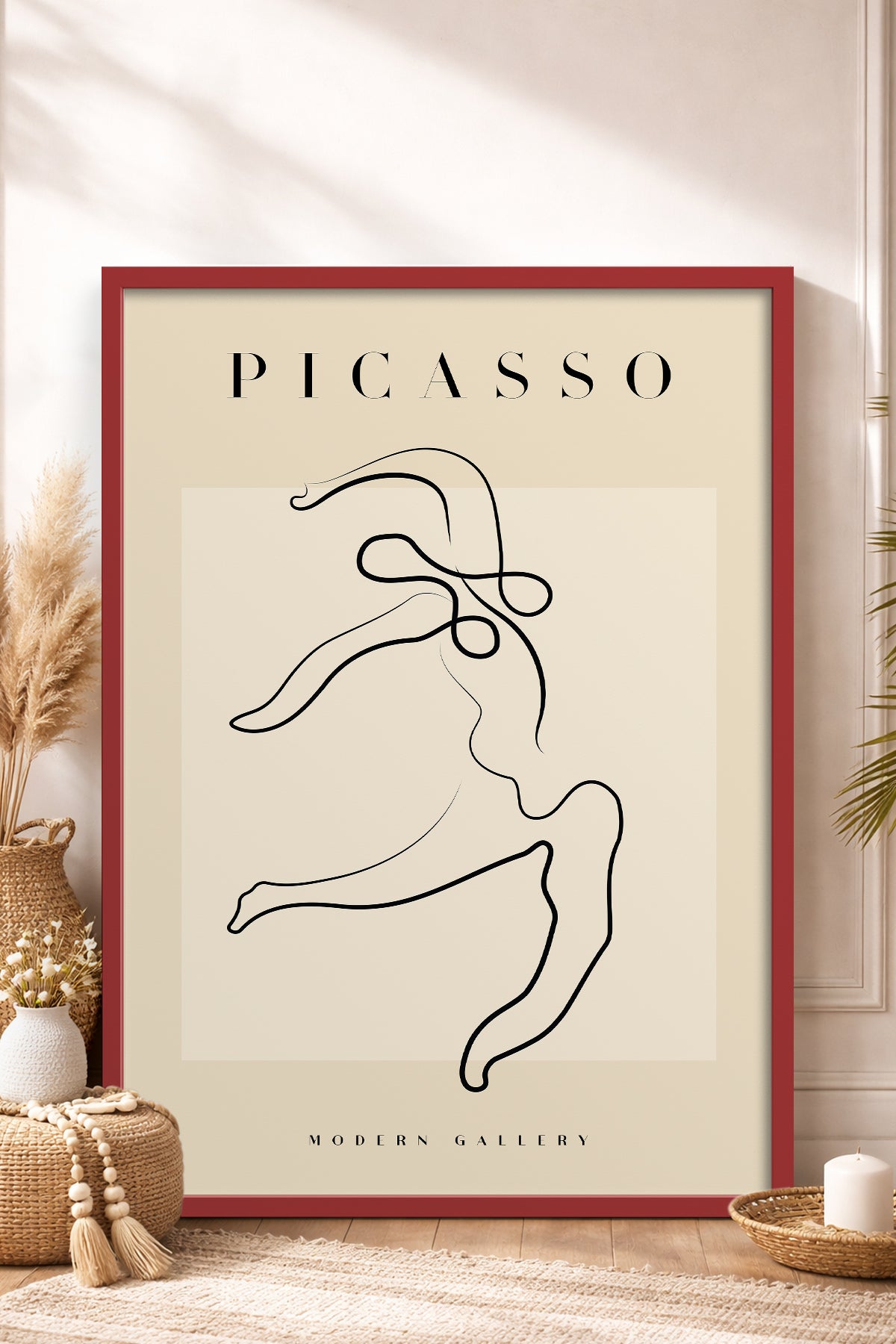 HOMEPACK Ahşap Çerçeveli Tablo Çerçeveli Poster Sanatsal Modern Duvar Dekoru PICASSO-36