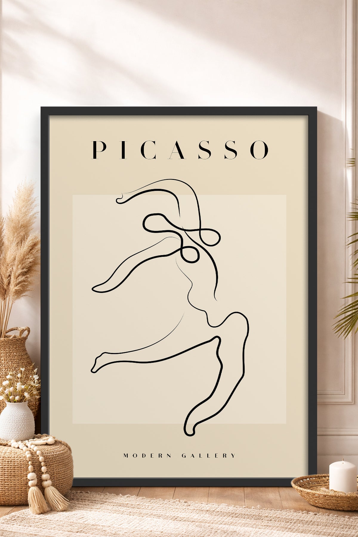 HOMEPACK Ahşap Çerçeveli Tablo Çerçeveli Poster Sanatsal Modern Duvar Dekoru PICASSO-36