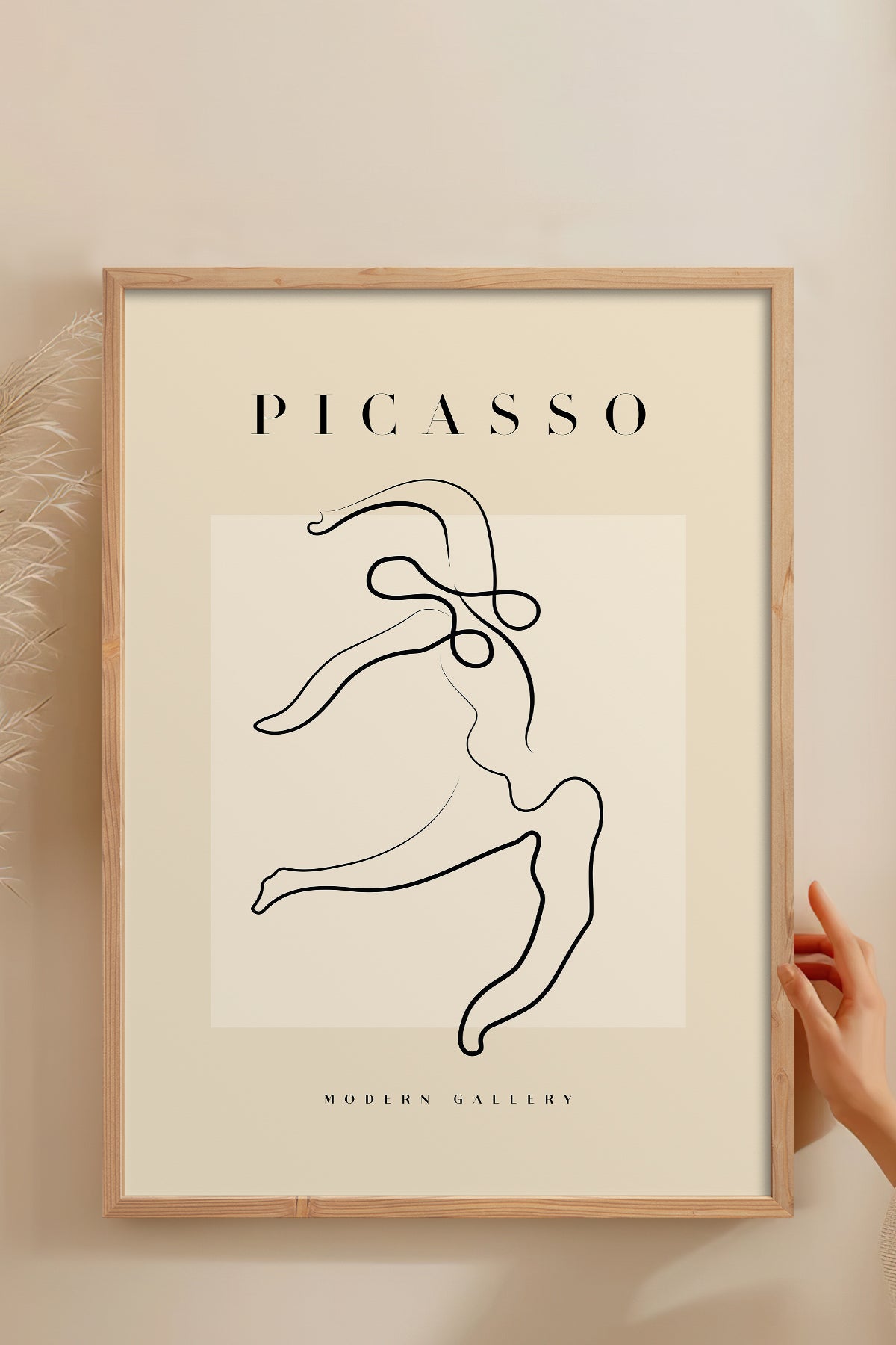 HOMEPACK Ahşap Çerçeveli Tablo Çerçeveli Poster Sanatsal Modern Duvar Dekoru PICASSO-36