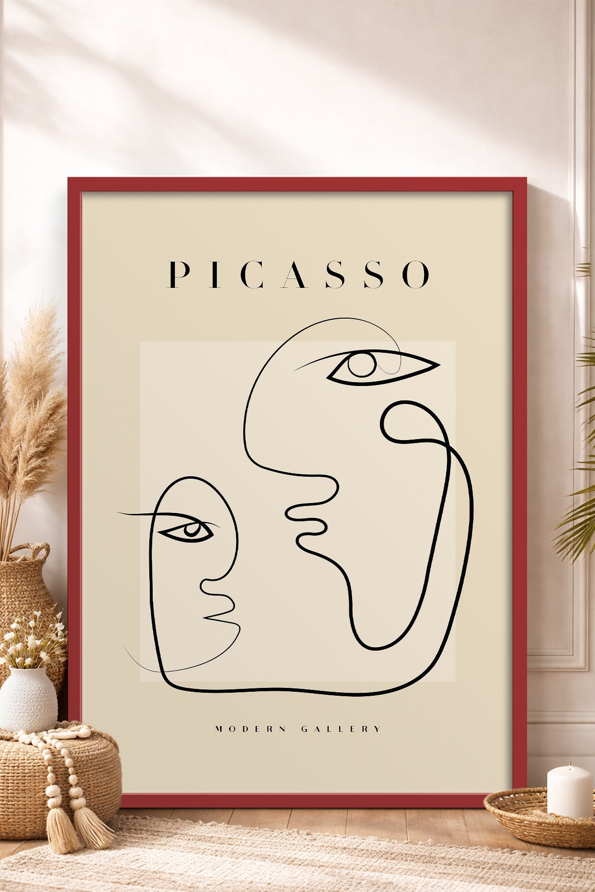 HOMEPACK Ahşap Çerçeveli Tablo Çerçeveli Poster Sanatsal Modern Duvar Dekoru PICASSO-38