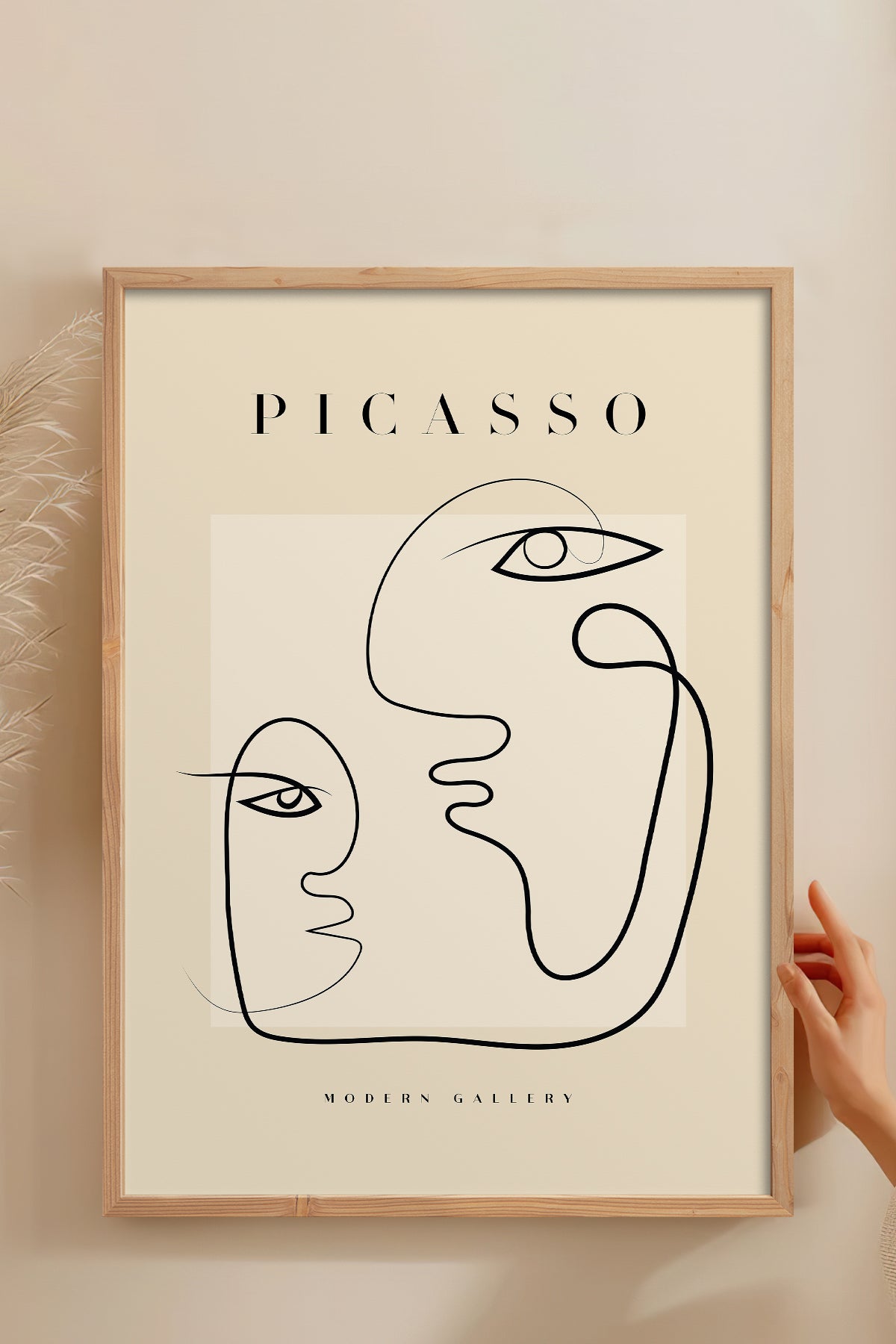 HOMEPACK Ahşap Çerçeveli Tablo Çerçeveli Poster Sanatsal Modern Duvar Dekoru PICASSO-38