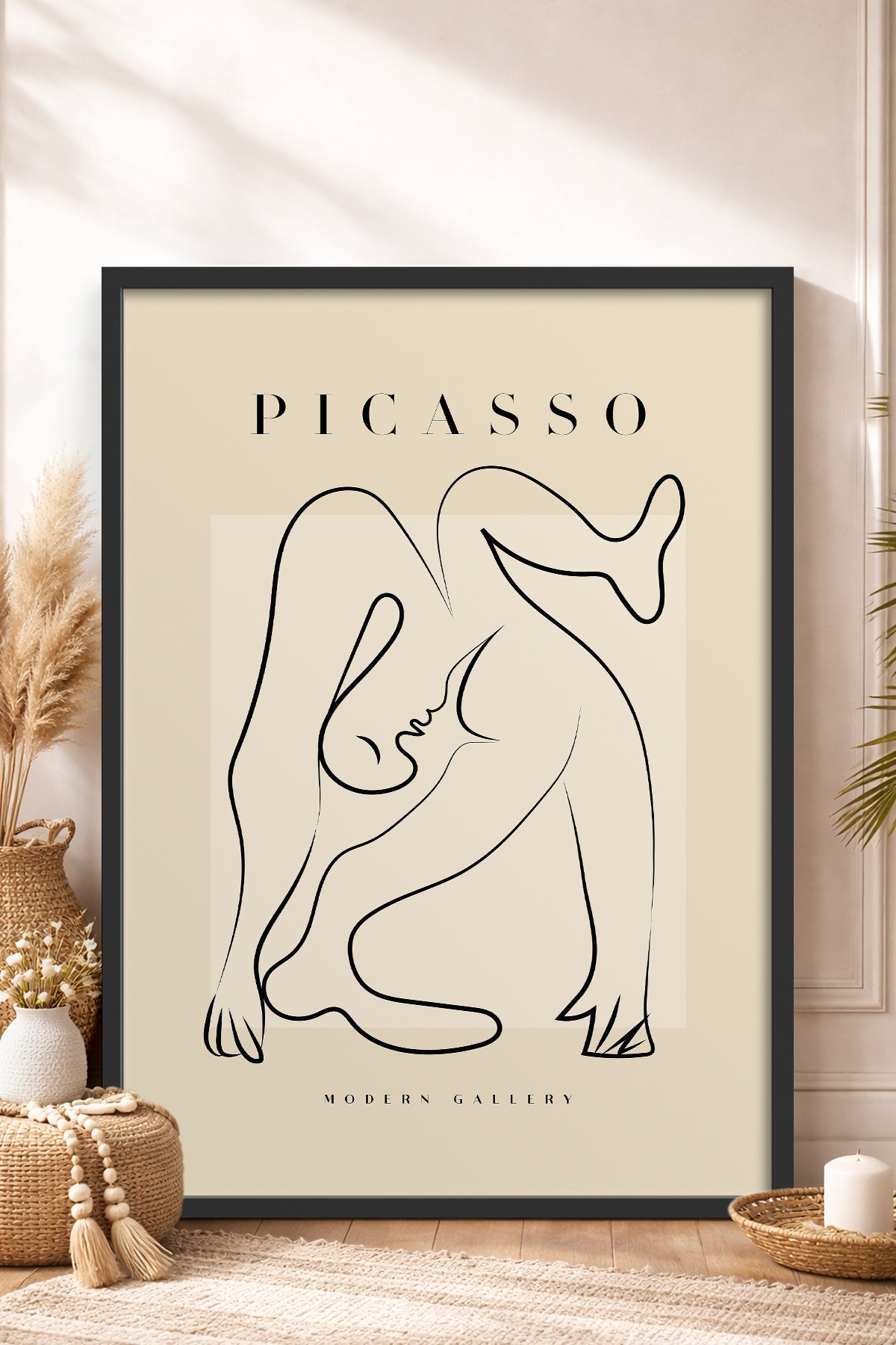 HOMEPACK Ahşap Çerçeveli Tablo Çerçeveli Poster Sanatsal Modern Duvar Dekoru PICASSO-39