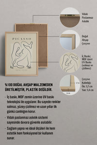 HOMEPACK Ahşap Çerçeveli Tablo Çerçeveli Poster Sanatsal Modern Duvar Dekoru PICASSO-39