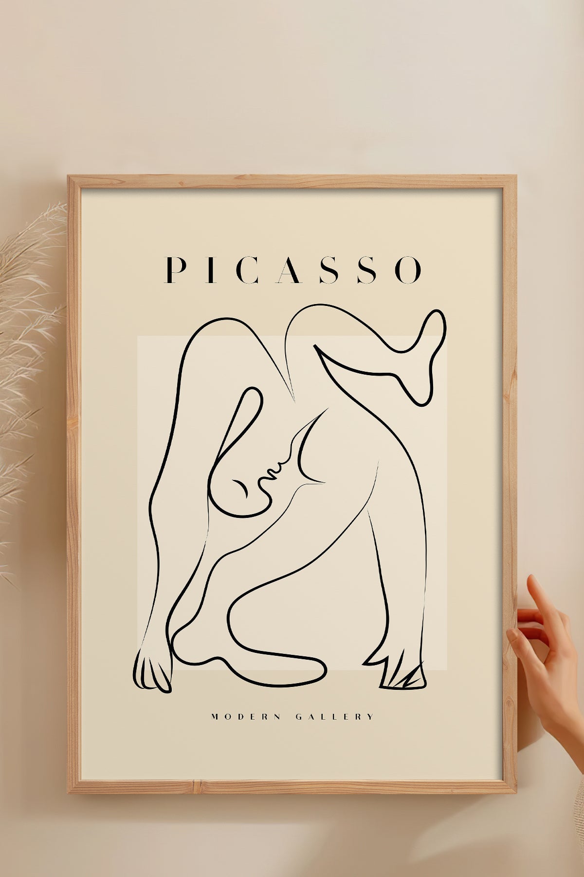 HOMEPACK Ahşap Çerçeveli Tablo Çerçeveli Poster Sanatsal Modern Duvar Dekoru PICASSO-39